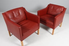 Børge Mogensen Lounge Chair, Model 2321, red original leather