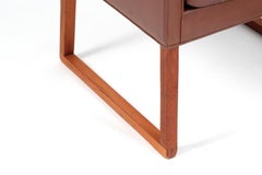 Børge Mogensen Lounge Chairs, Model 3246, Original Brown Leather, Mahogany Legs