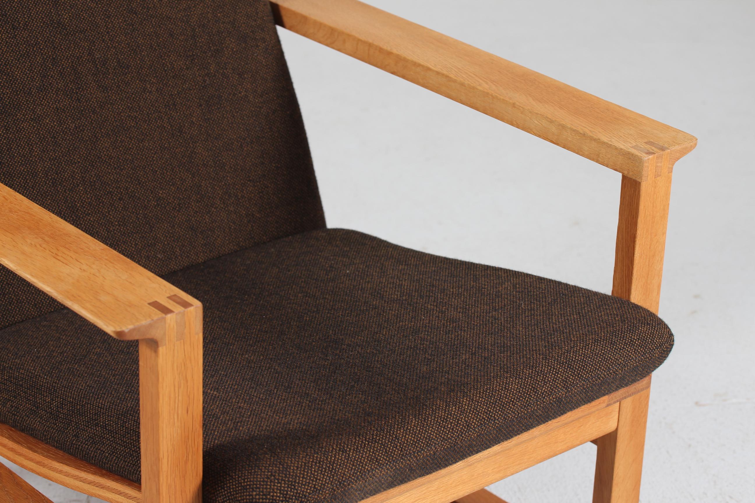Børge Mogensen Lounge Sled Chair 2254 of Oak + Cane by Fredericia Furniture 60s In Good Condition In Aarhus C, DK