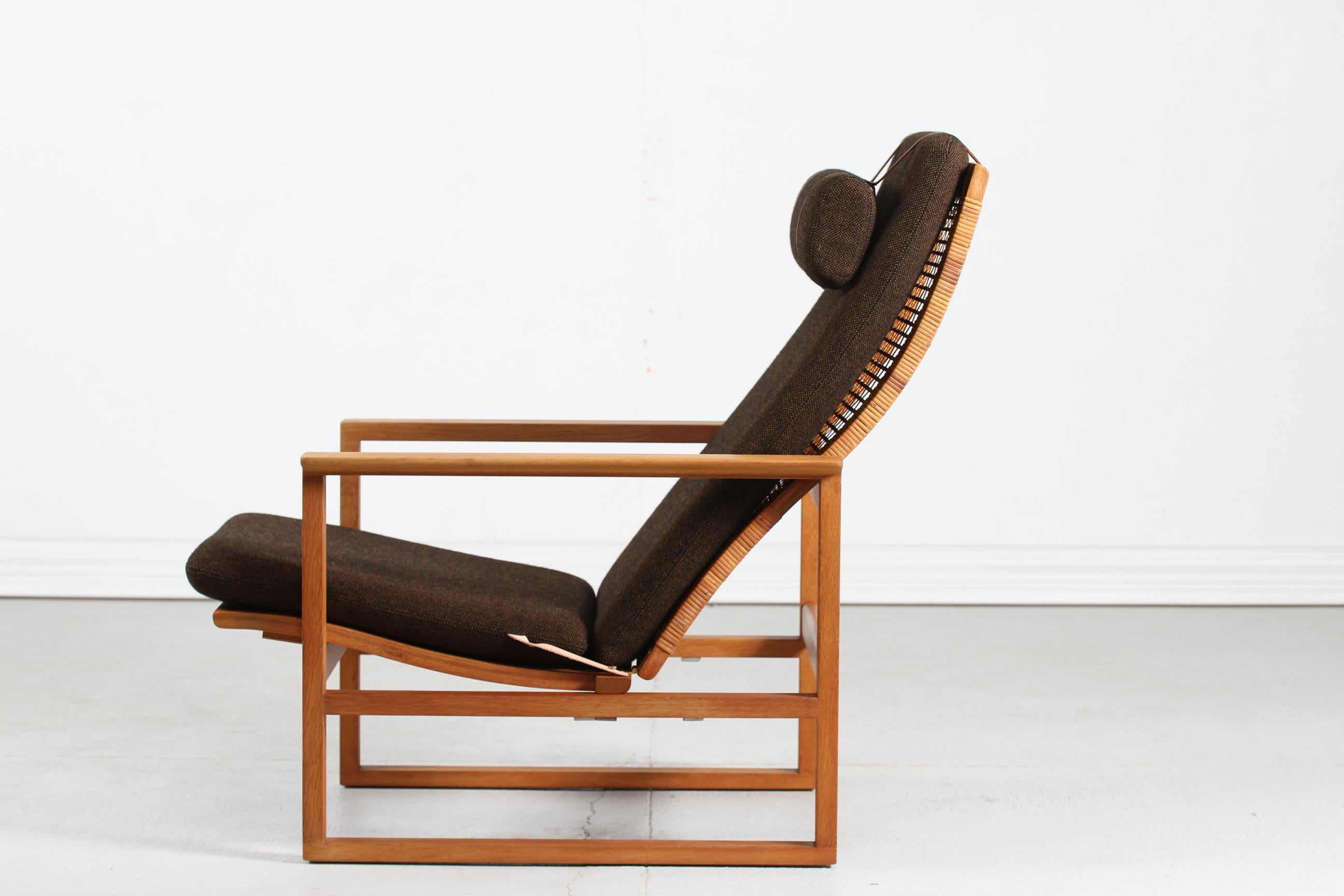 Leather Børge Mogensen Lounge Sled Chair 2254 of Oak + Cane by Fredericia Furniture 60s