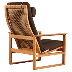 Vintage Børge Mogensen Lounge Sled Chair 2254 of Oak + Cane by Fredericia Furniture 60s