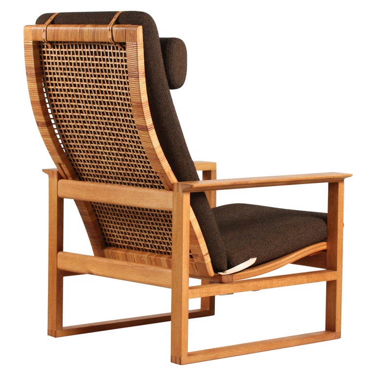 Børge Mogensen Lounge Sled Chair 2254 of Oak + Cane by Fredericia Furniture 60s For Sale