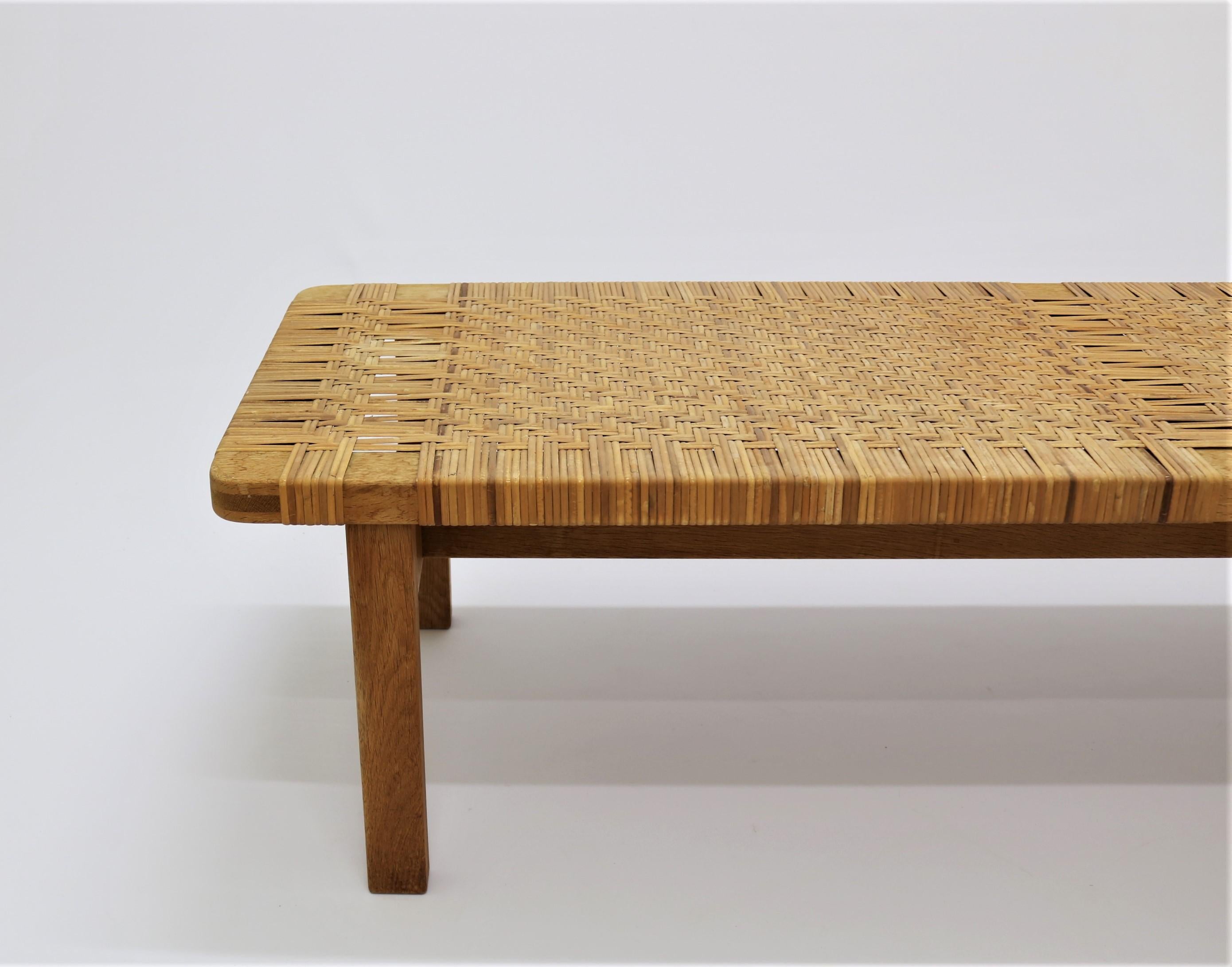 Danish Børge Mogensen Mid-Century Modern Bench/Table in Oak and Cane, Model 5272