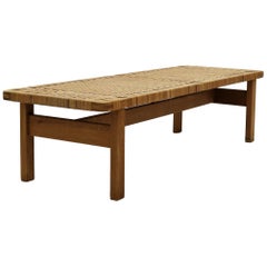 Banc/table moderne du milieu du siècle de Børge Mogensen en chêne et rotin, modèle 5272