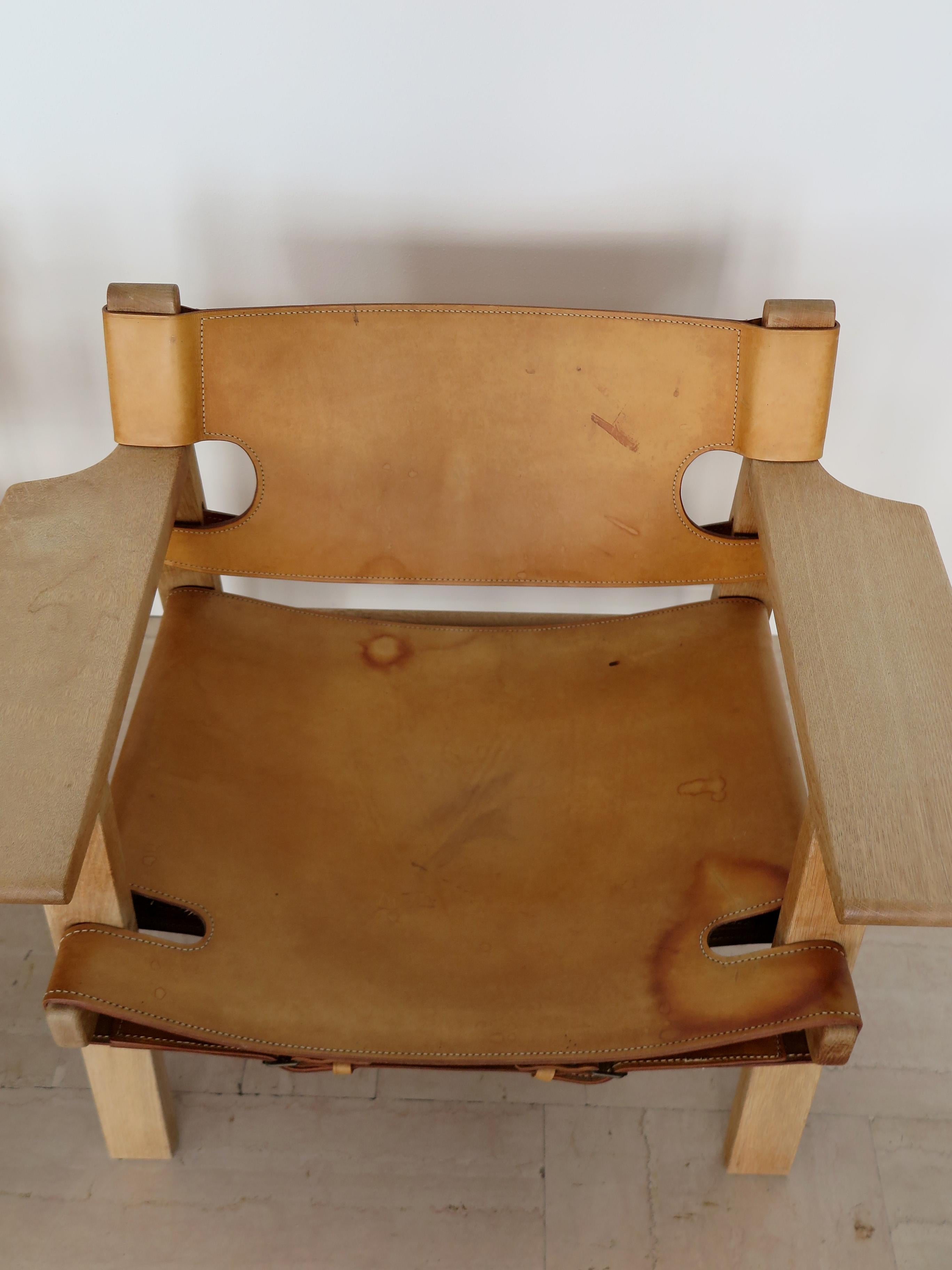 Børge Mogensen Midcentury Danish Leather Oak Spanish Chair for Fredericia, 1950s For Sale 5