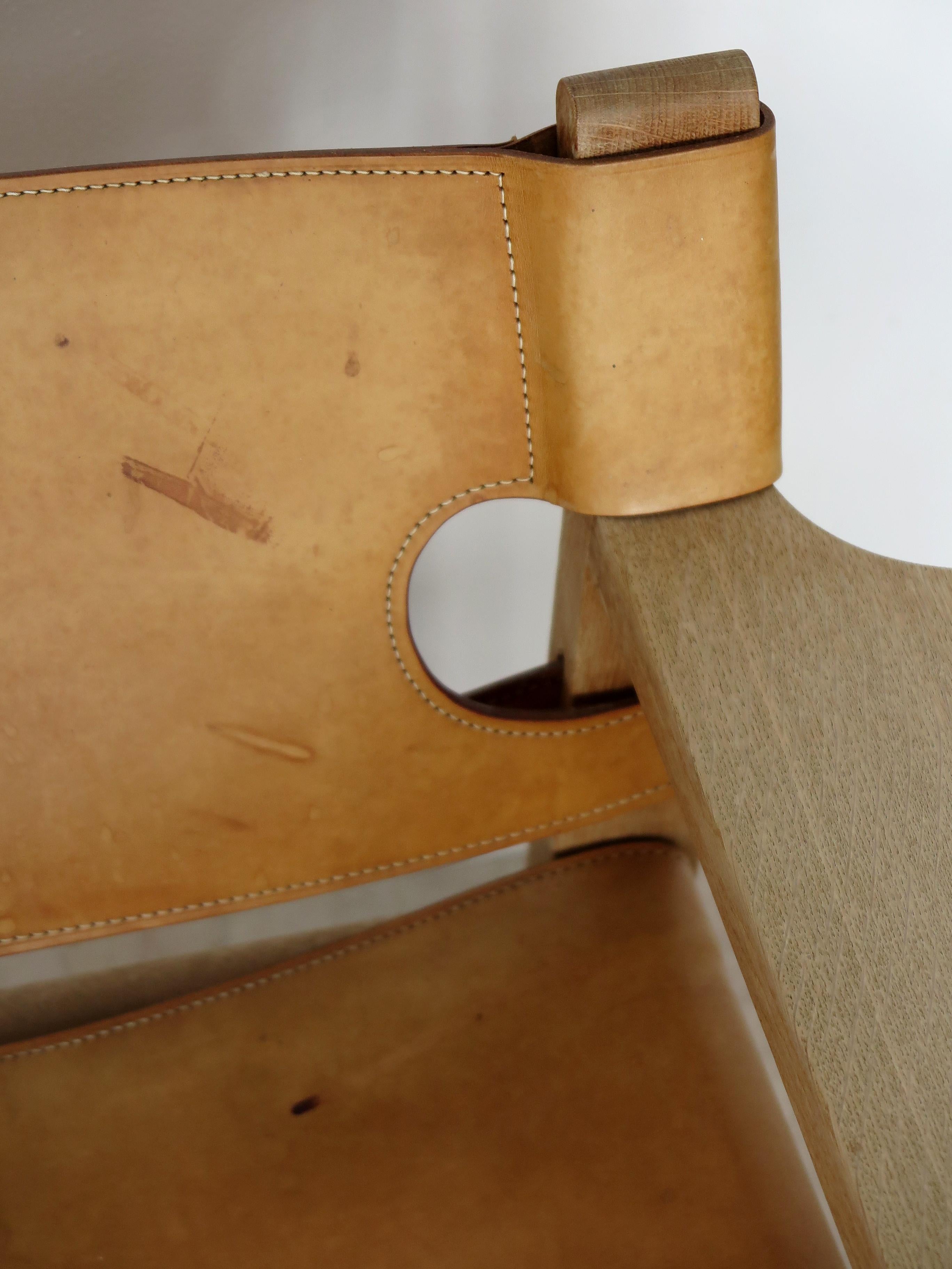 Børge Mogensen Midcentury Danish Leather Oak Spanish Chair for Fredericia, 1950s For Sale 6