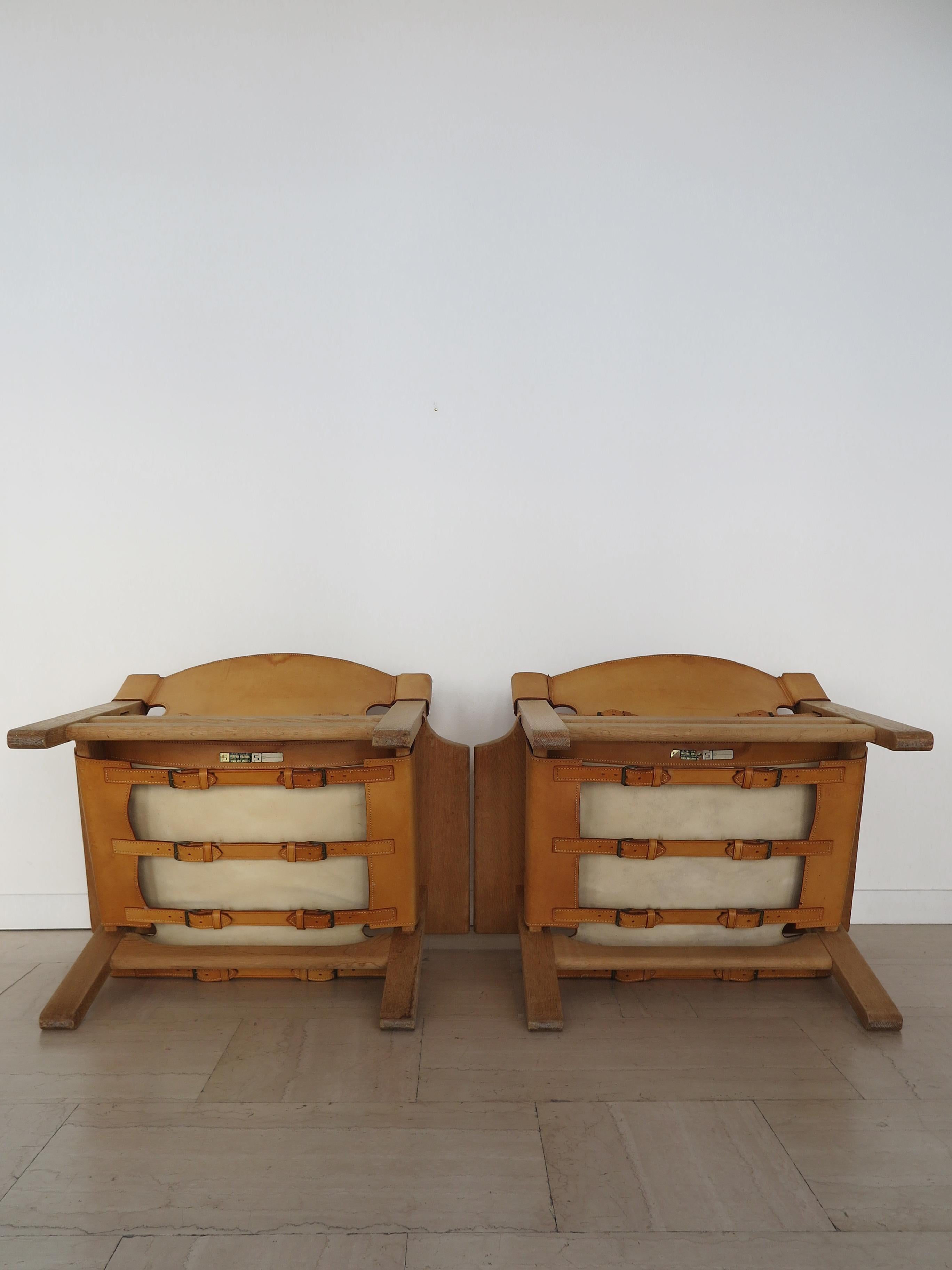 Børge Mogensen Midcentury Danish Leather Oak Spanish Chair for Fredericia, 1950s For Sale 11