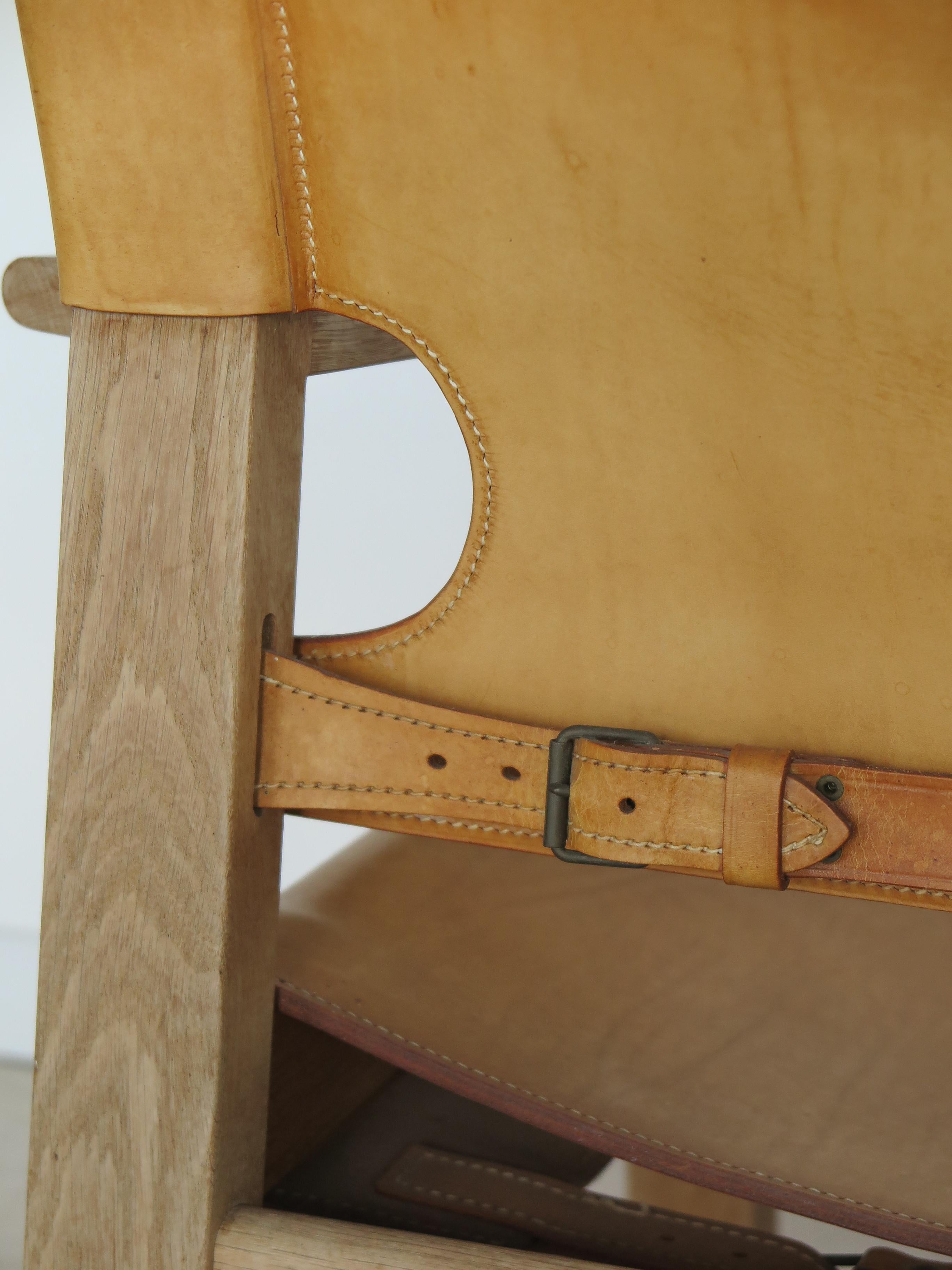Børge Mogensen Midcentury Danish Leather Oak Spanish Chair for Fredericia, 1950s For Sale 13