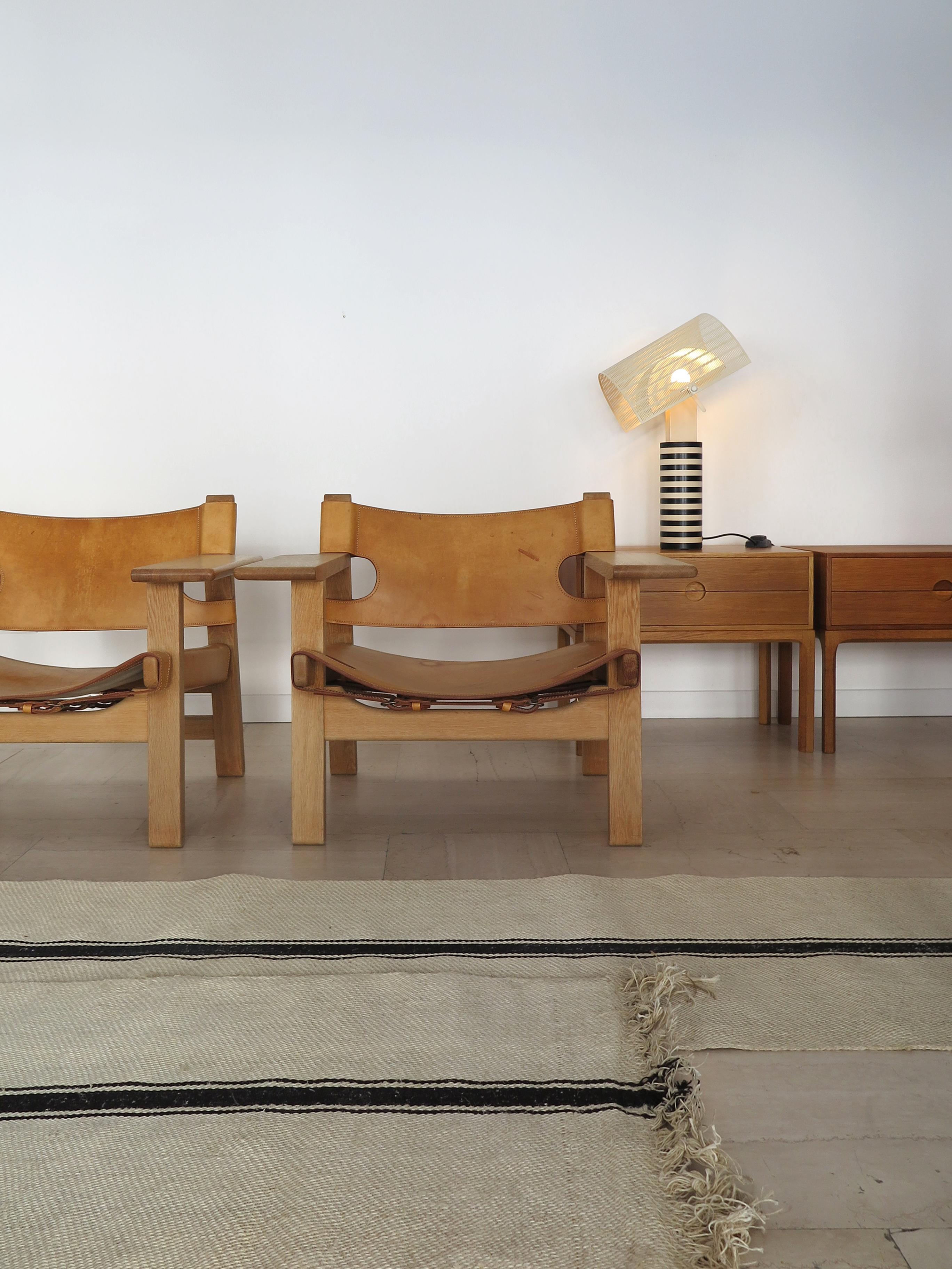 Mid-Century Modern Børge Mogensen Midcentury Danish Leather Oak Spanish Chair for Fredericia, 1950s For Sale