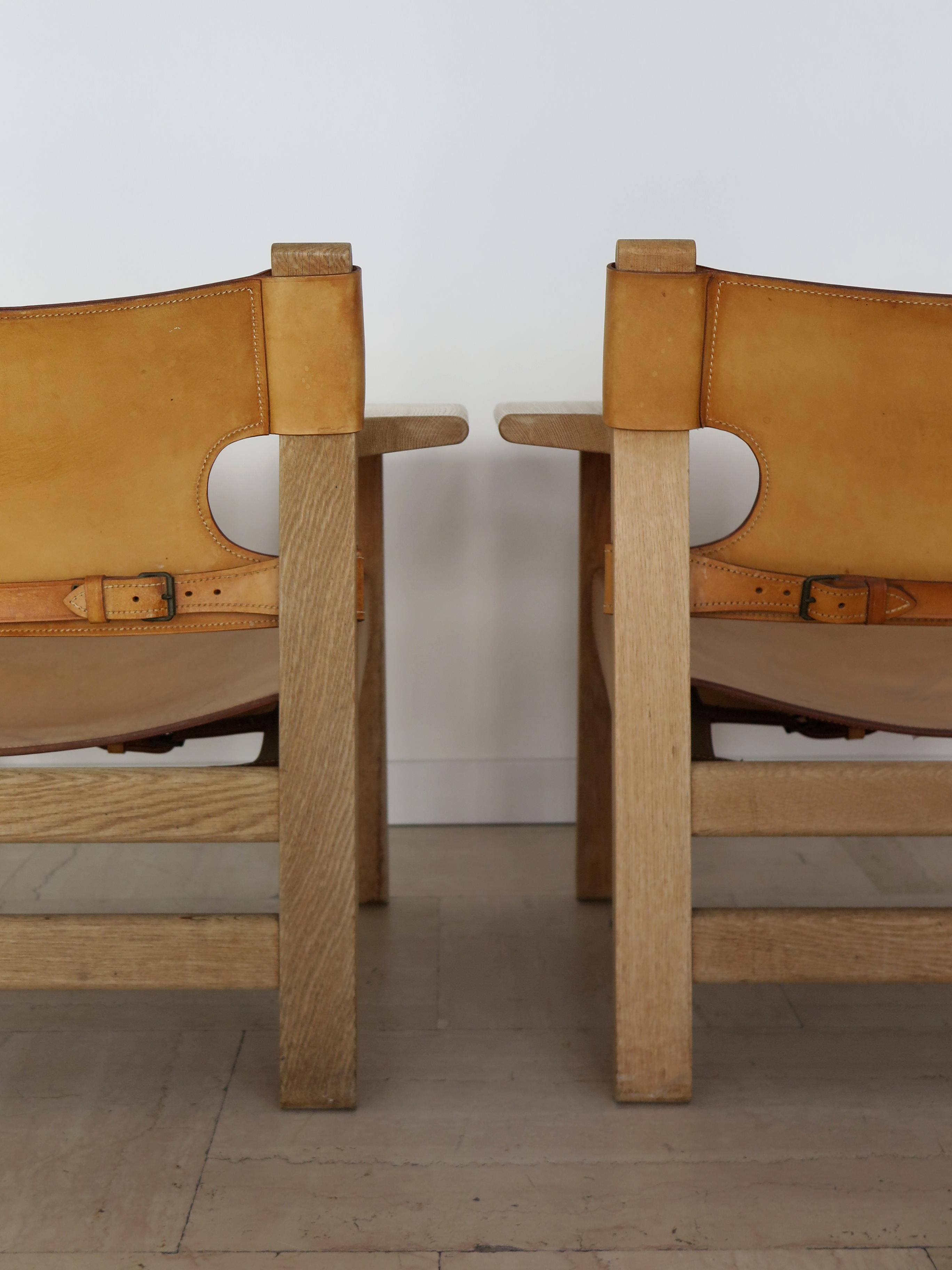 Børge Mogensen Midcentury Danish Leather Oak Spanish Chair for Fredericia, 1950s For Sale 3