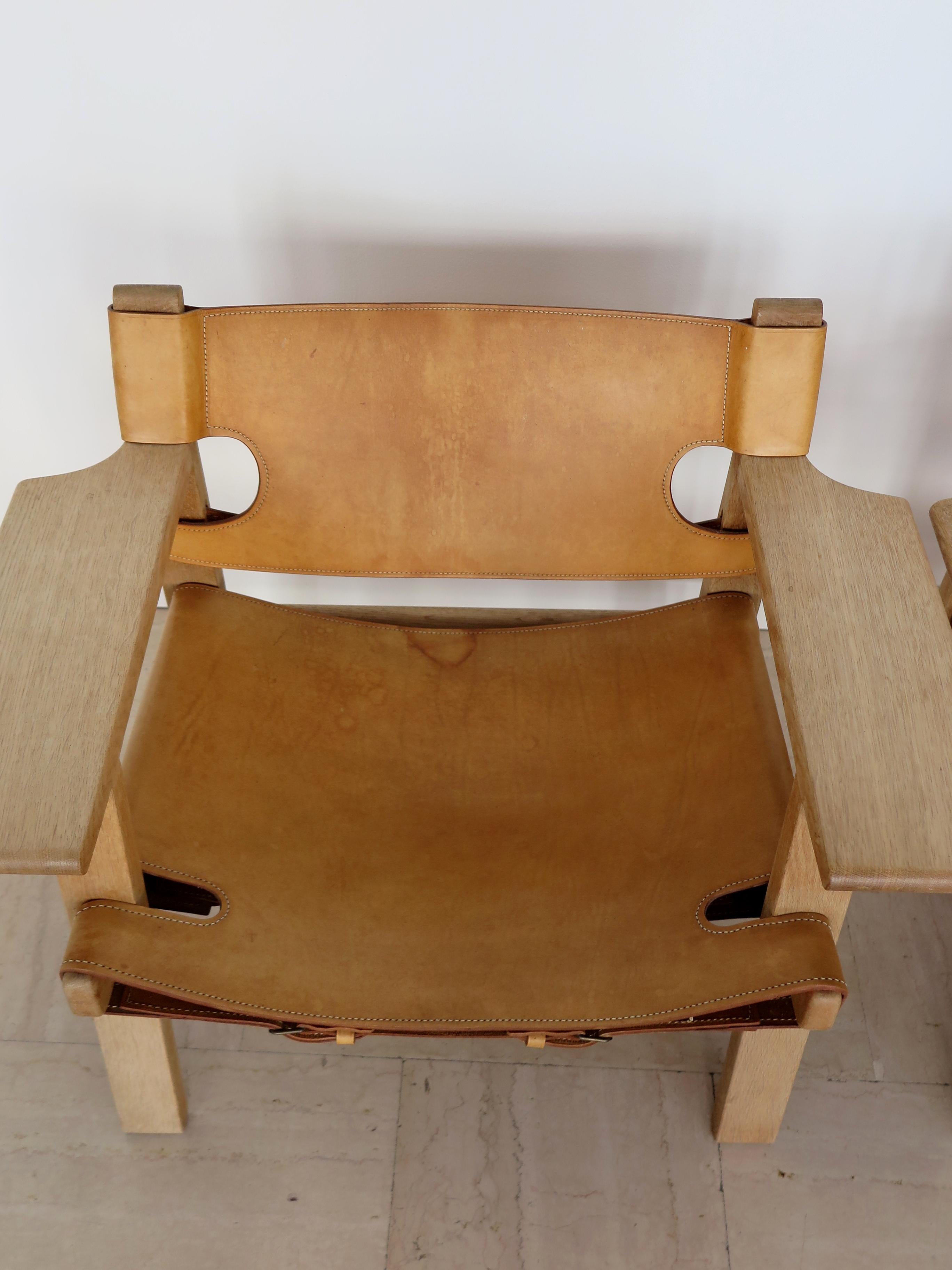 Børge Mogensen Midcentury Danish Leather Oak Spanish Chair for Fredericia, 1950s For Sale 4