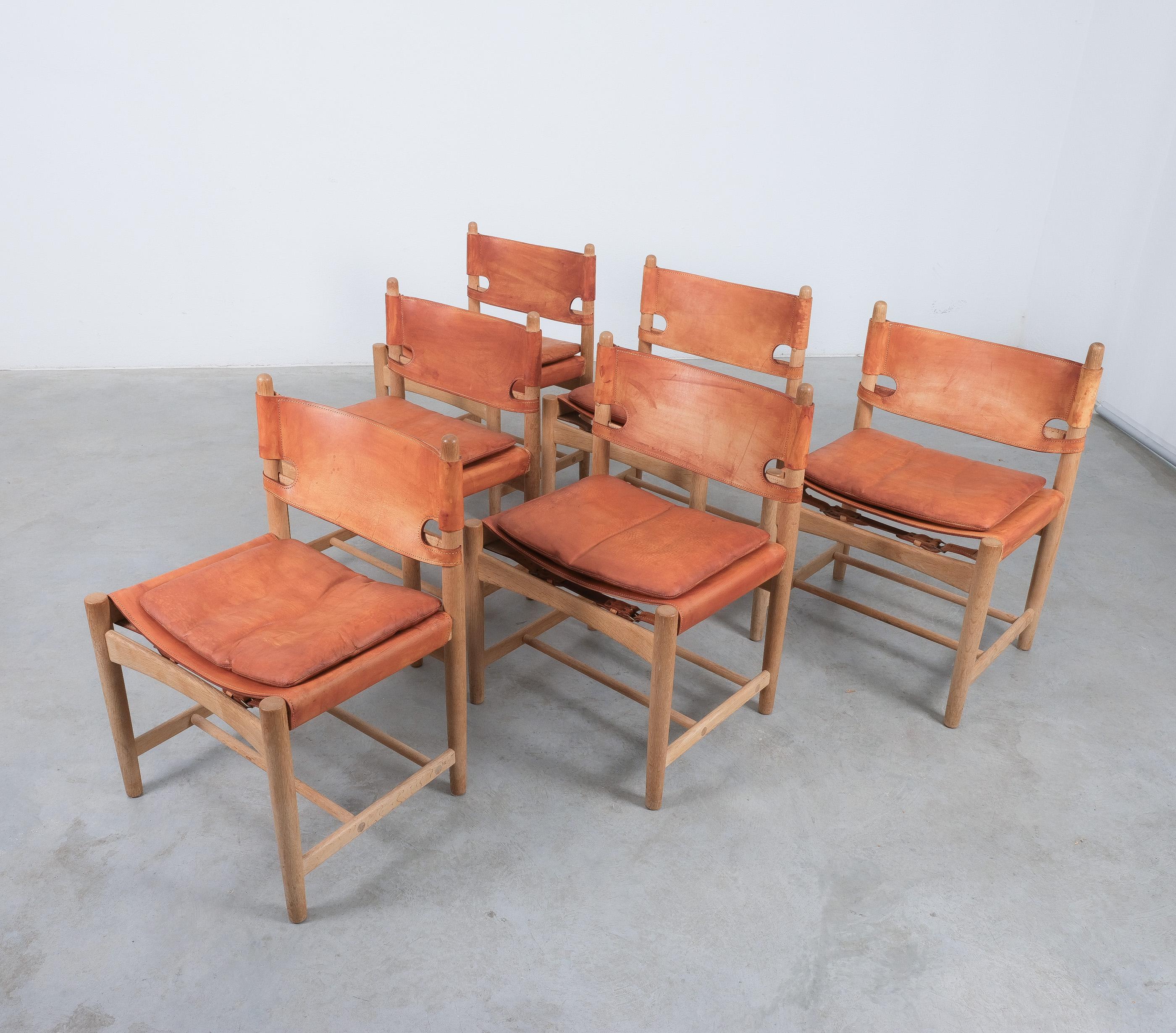 Børge Mogensen mod. 3238 Dining Oak Leather Chairs Denmark, 1970 For Sale 5