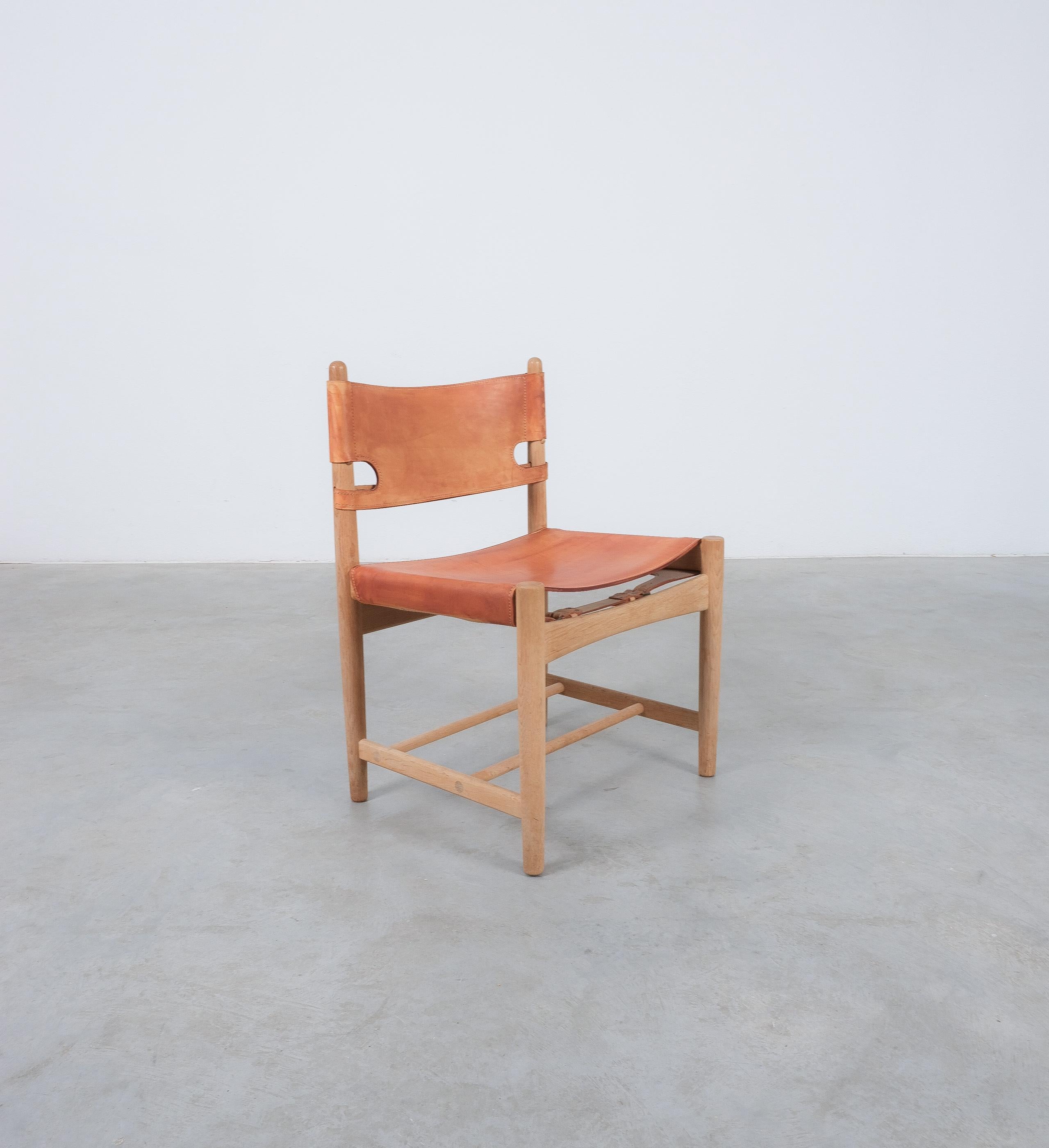 Børge Mogensen mod. 3238 Dining Oak Leather Chairs Denmark, 1970 For Sale 1