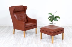 Børge Mogensen Model-2204 Cognac Leather Wing Chair for Fredericia Stolefabrik