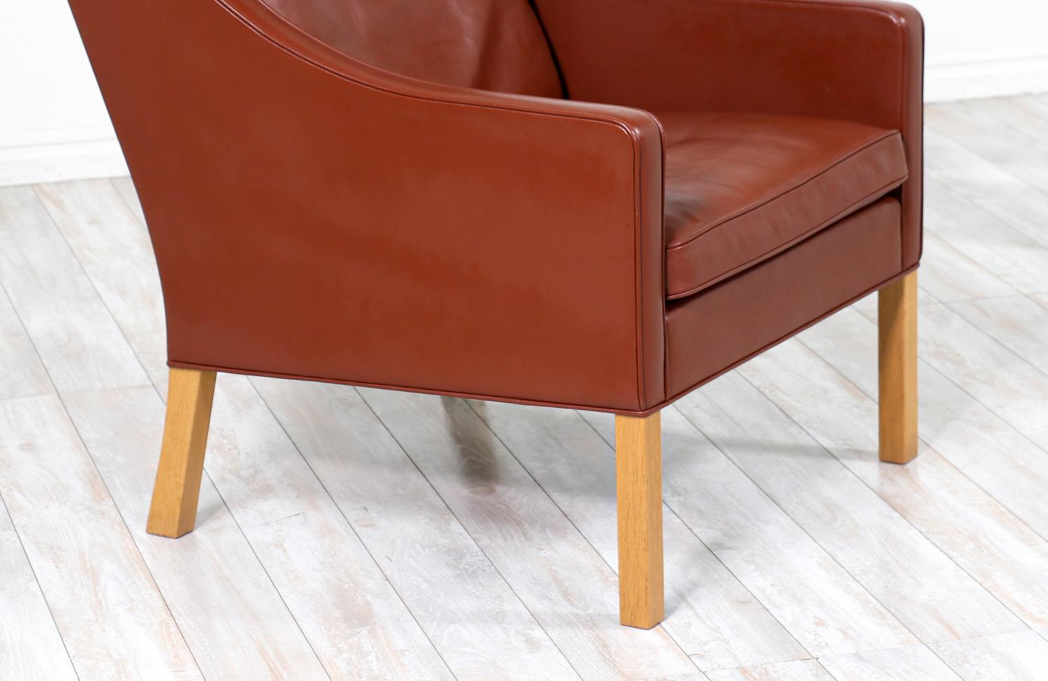 Brge Mogensen Modell-2204 Cognacfarbener Leder-Ohrstuhl für Fredericia Stolefabrik (21. Jahrhundert und zeitgenössisch) im Angebot