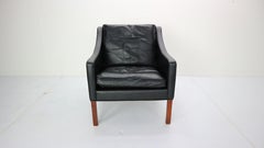 Børge Mogensen Model #2207 Black Leather Lounge Chair by Frederia, 1960, Denmark