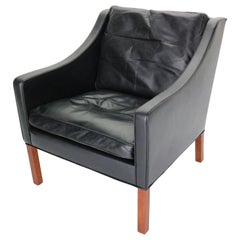 Børge Mogensen Model #2207 Black Leather Lounge Chair by Frederia, 1960, Denmark