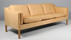 Børge Mogensen Model 2213 Sofa in light Aniline Leather, 1960s