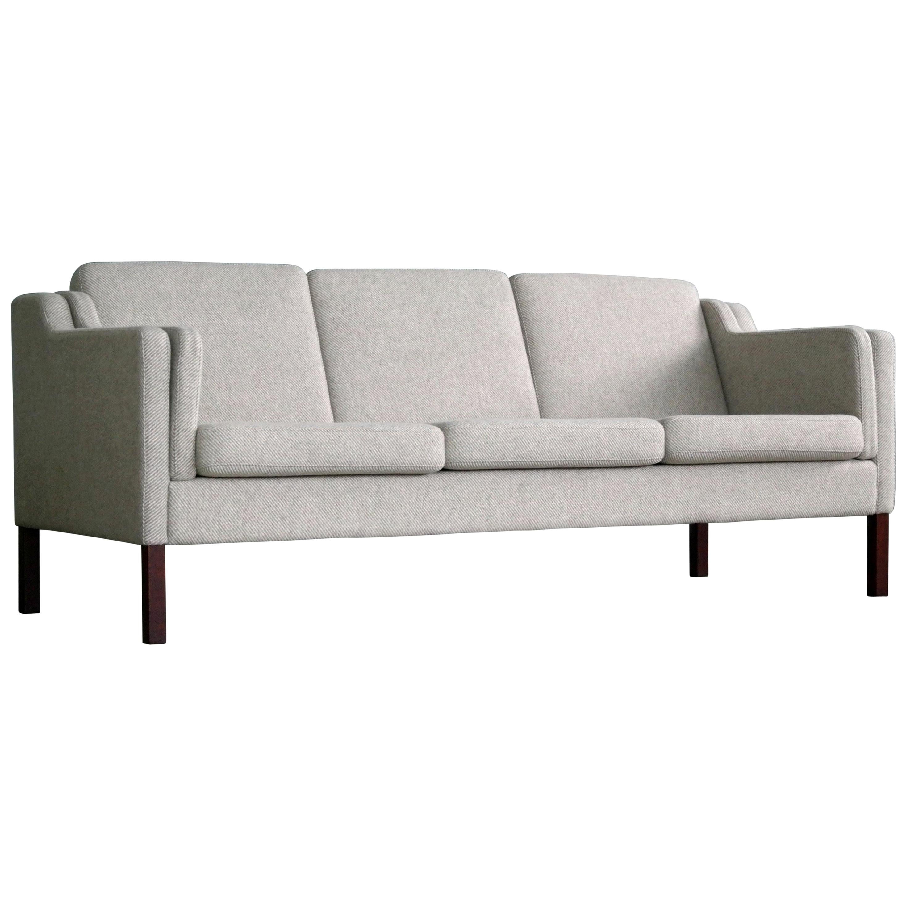 Børge Mogensen Model 2213 Style Sofa in Grey Wool by Stouby Mobler, Denmark
