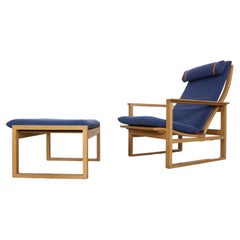 Vintage Børge Mogensen “Model 2254” Lounge Chair and "2248" Footstool, Denmark 1950s