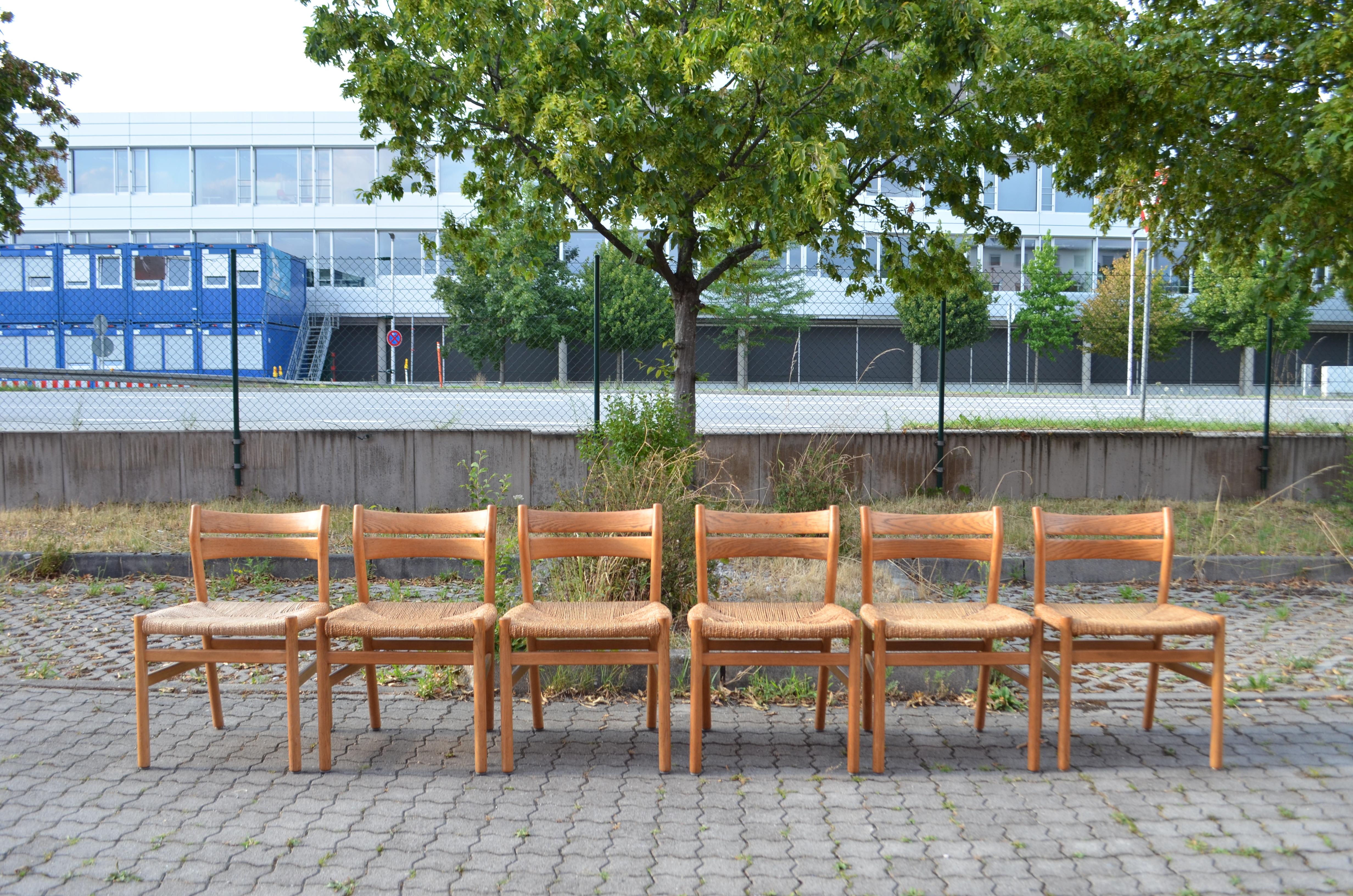 Scandinavian Modern Børge Mogensen Model BM1 Dining Oak Chairs for C.M. Madsens Set of 6 For Sale