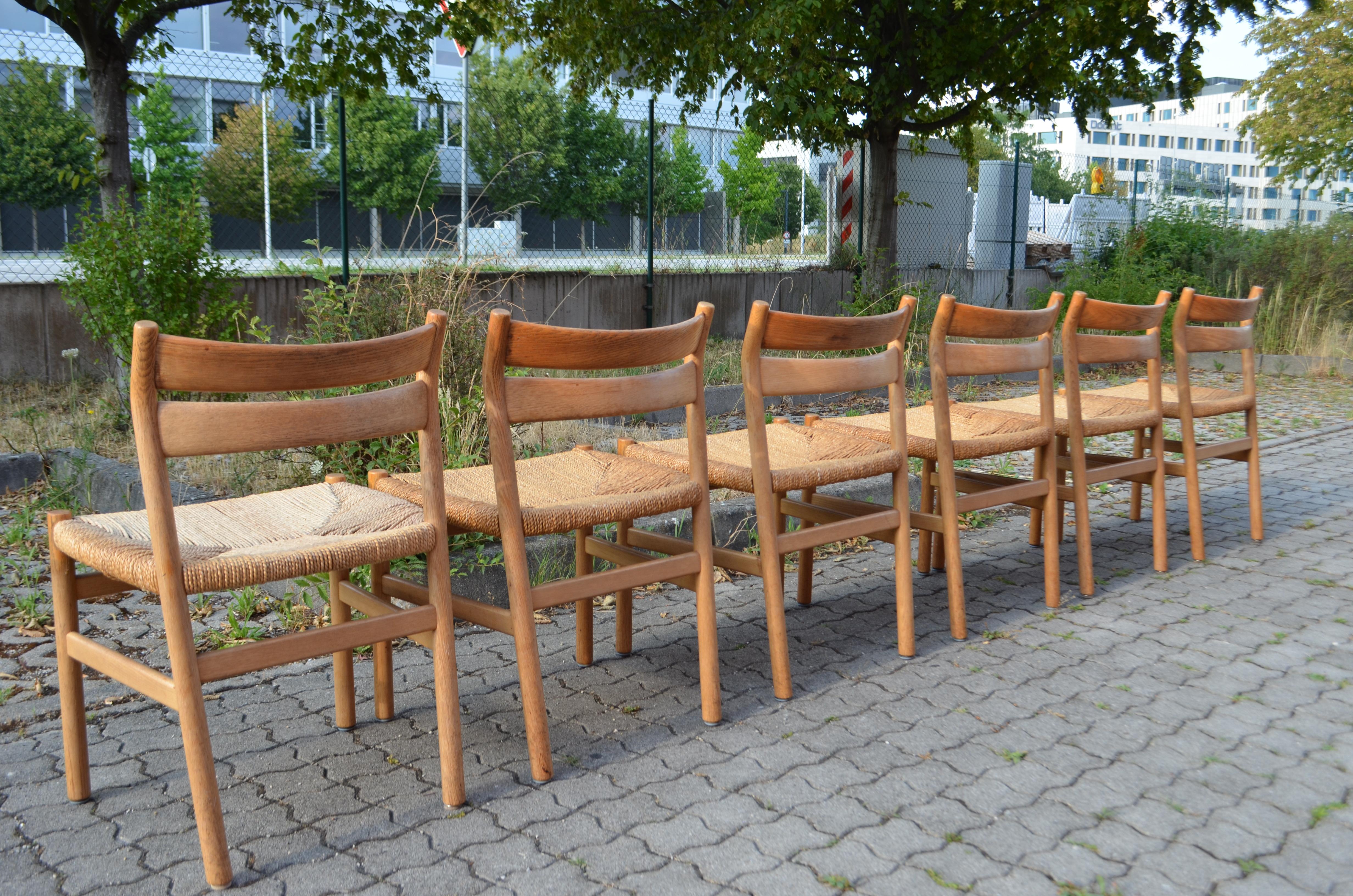 Oiled Børge Mogensen Model BM1 Dining Oak Chairs for C.M. Madsens Set of 6 For Sale