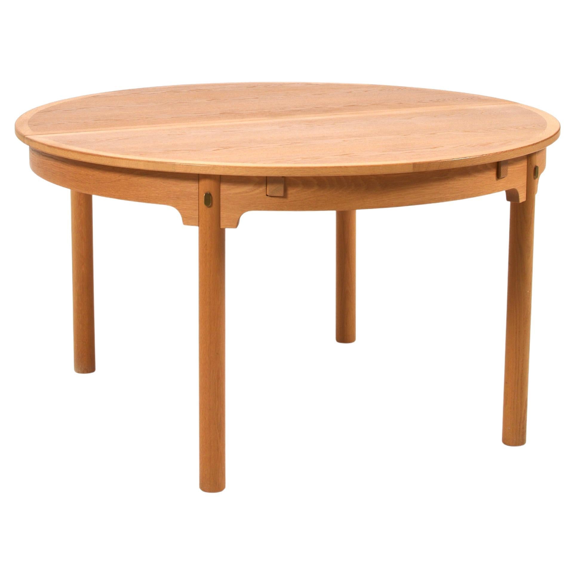 Børge Mogensen Oak and Brass Expandable Dining Table, Denmark, 1960s