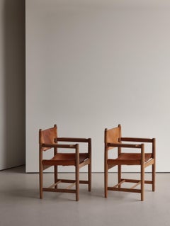 Fauteuils "espagnols" en chêne et cuir Børge Mogensen Model No. BM3238, 1970
