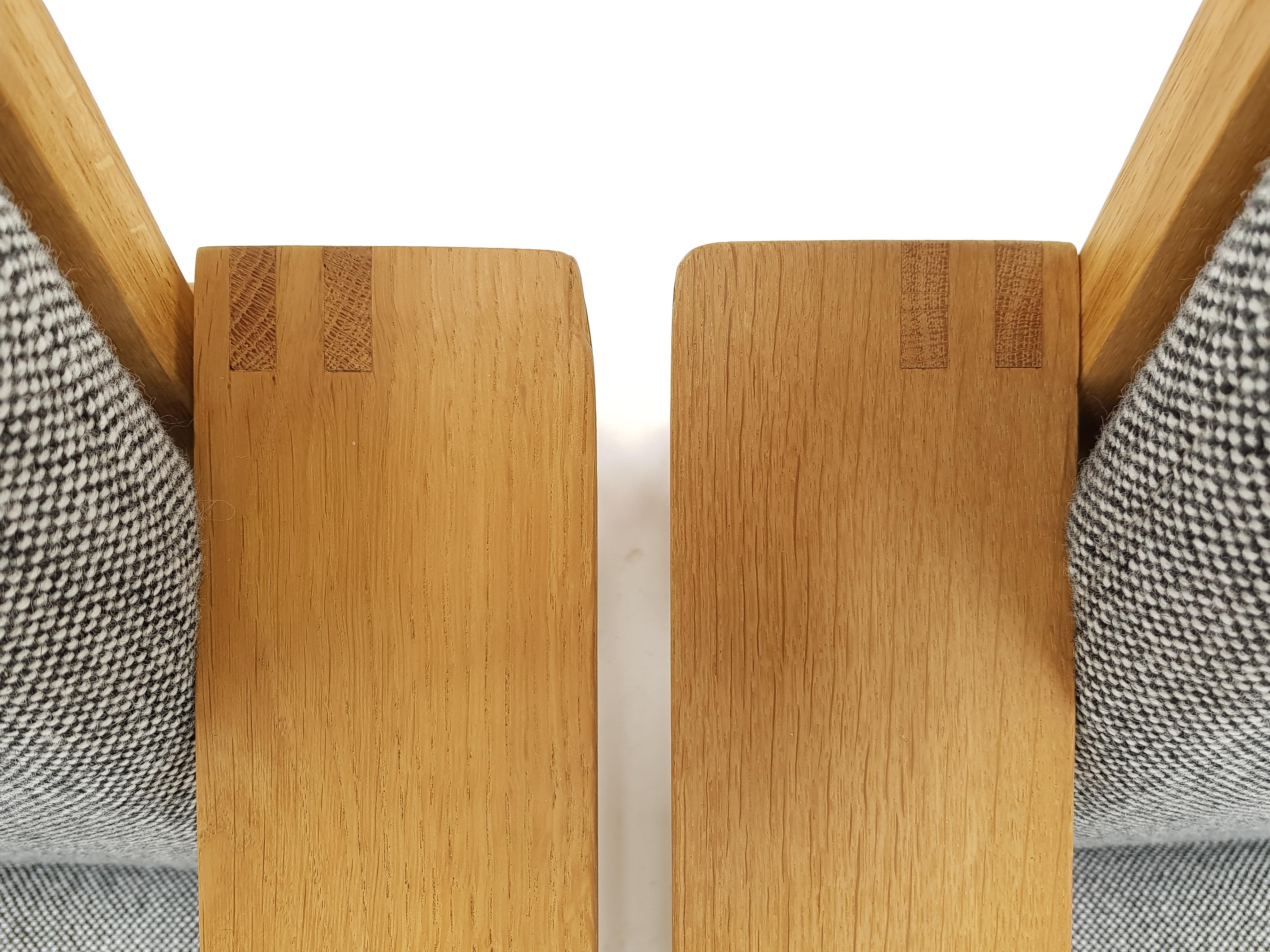 Børge Mogensen Oak Lounge Sled Chairs Designed 1956 for Frederica Stolefabrik 3