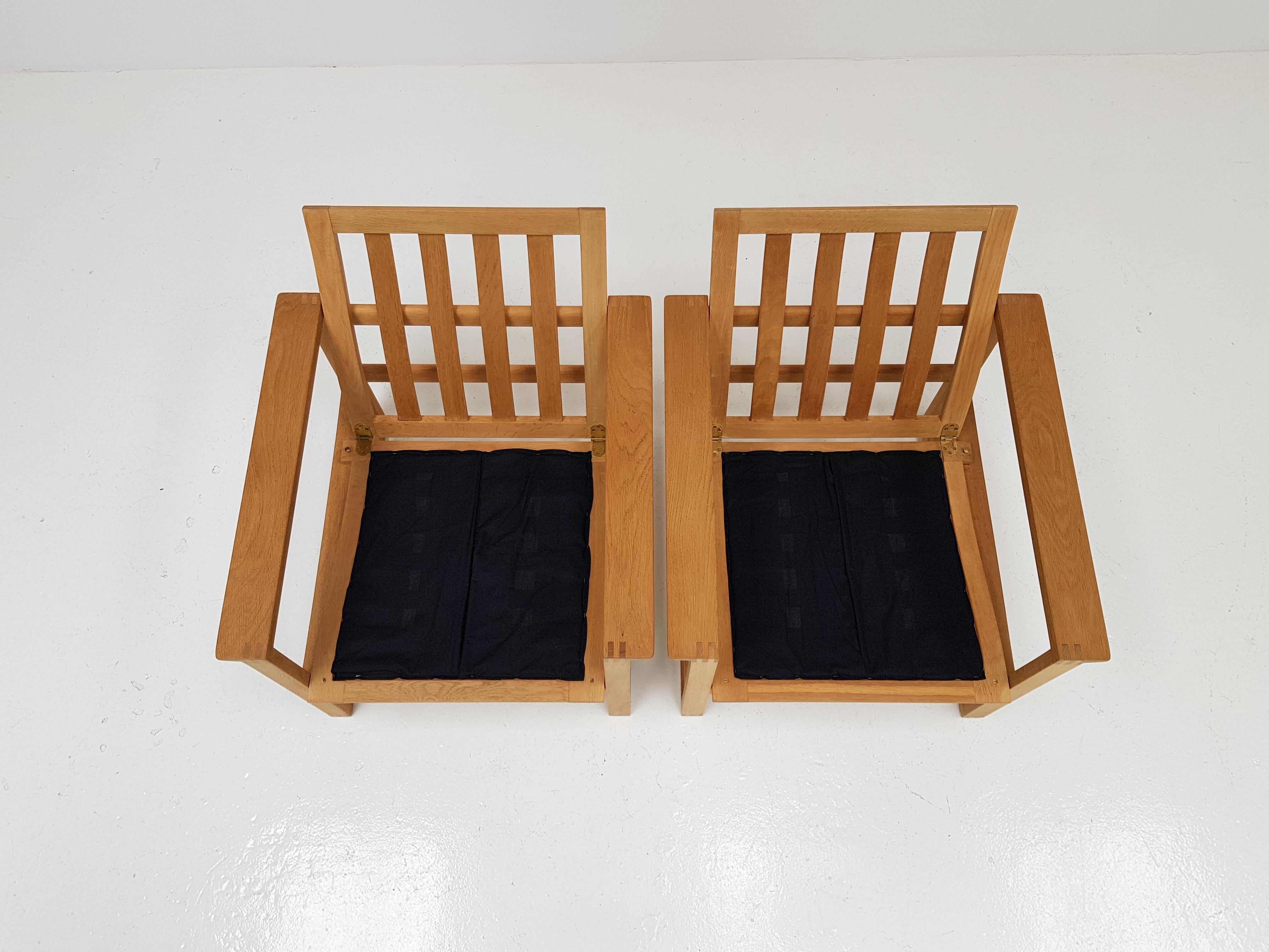 Børge Mogensen Oak Lounge Sled Chairs Designed 1956 for Frederica Stolefabrik 6