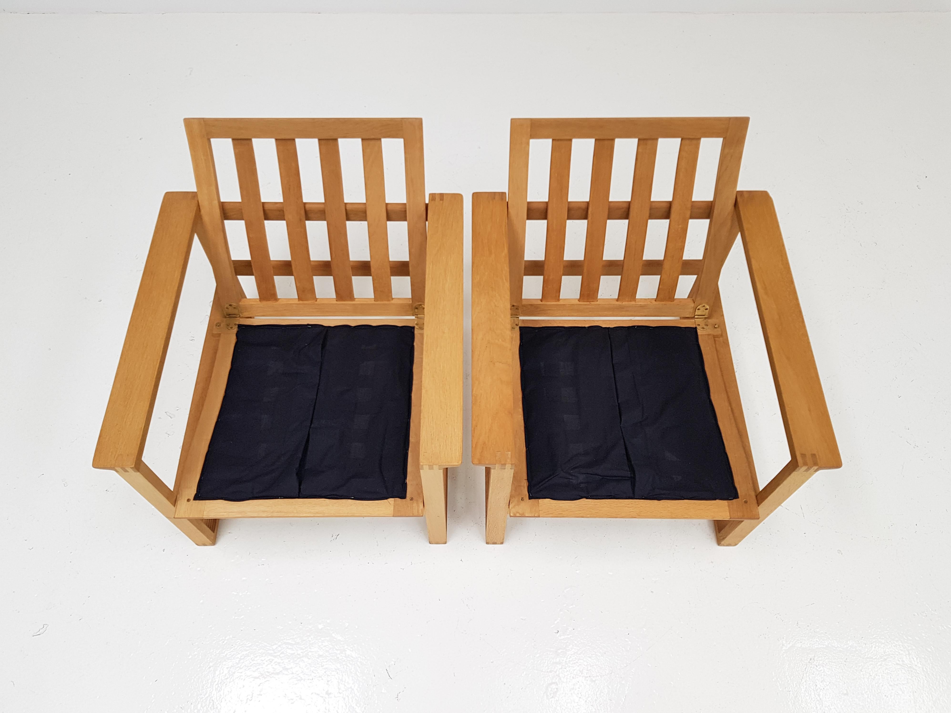 Børge Mogensen Oak Lounge Sled Chairs Designed 1956 for Frederica Stolefabrik 6