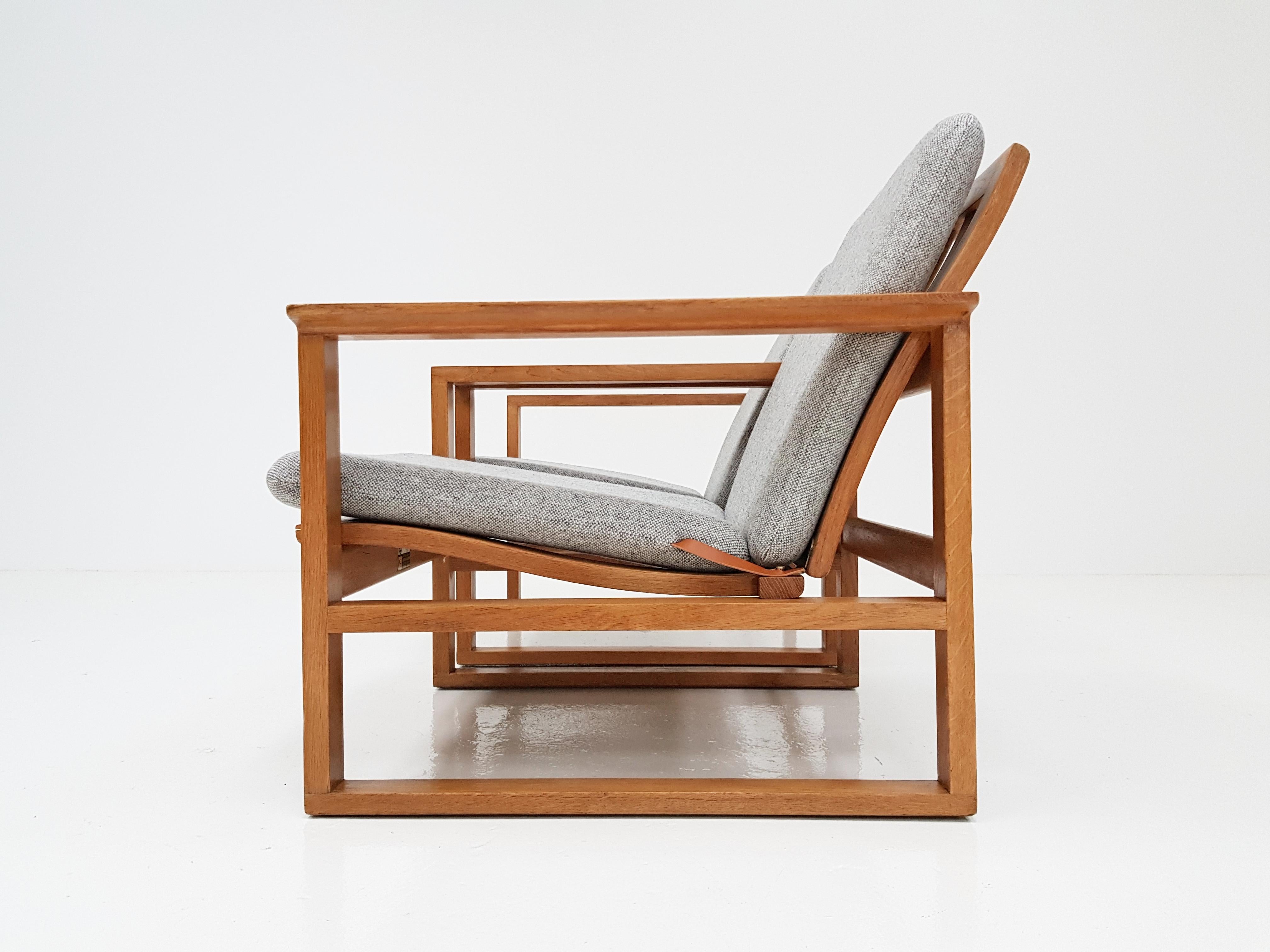 Mid-Century Modern Børge Mogensen Oak Lounge Sled Chairs Designed 1956 for Frederica Stolefabrik