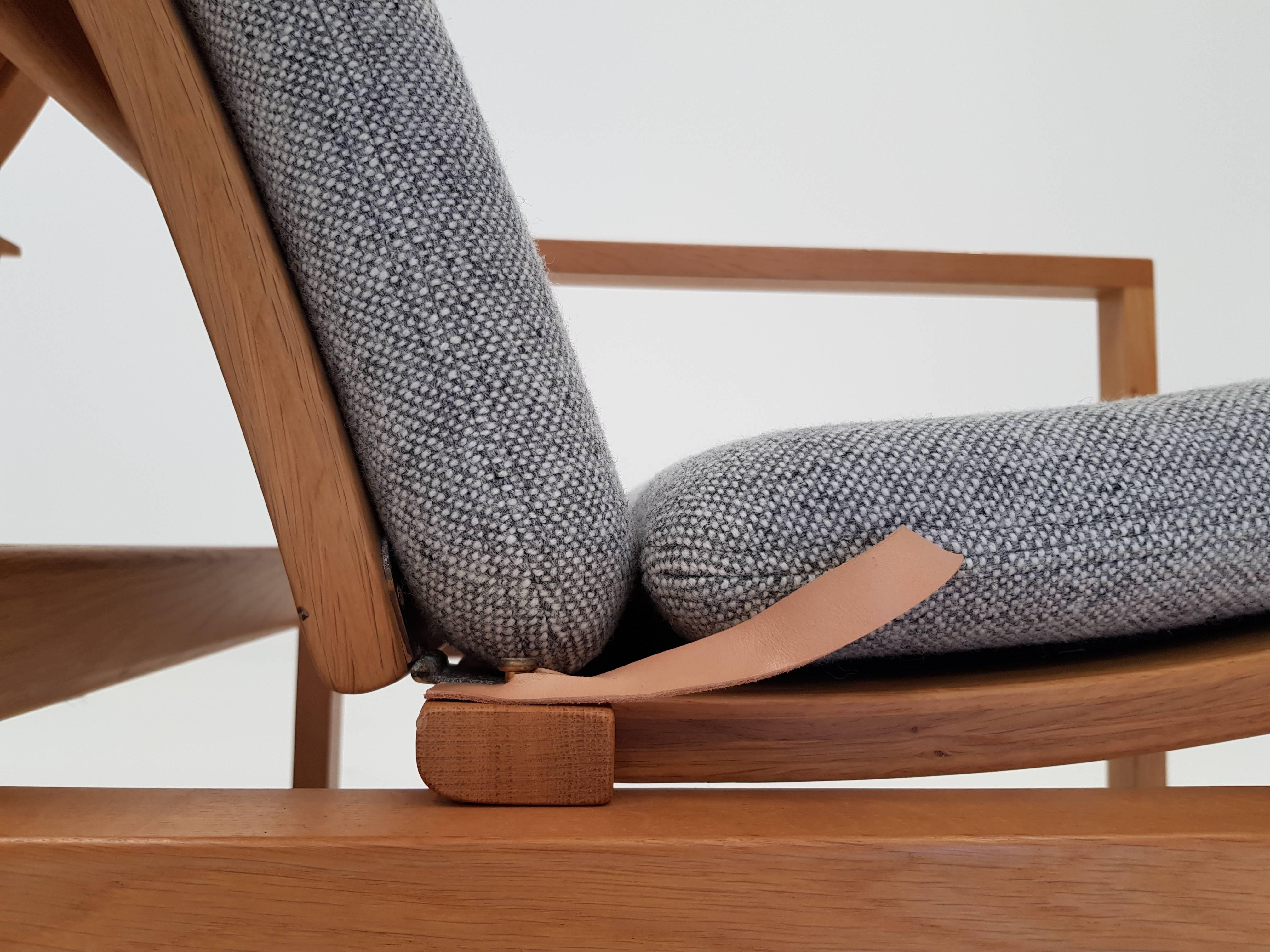 Børge Mogensen Oak Lounge Sled Chairs Designed 1956 for Frederica Stolefabrik 2
