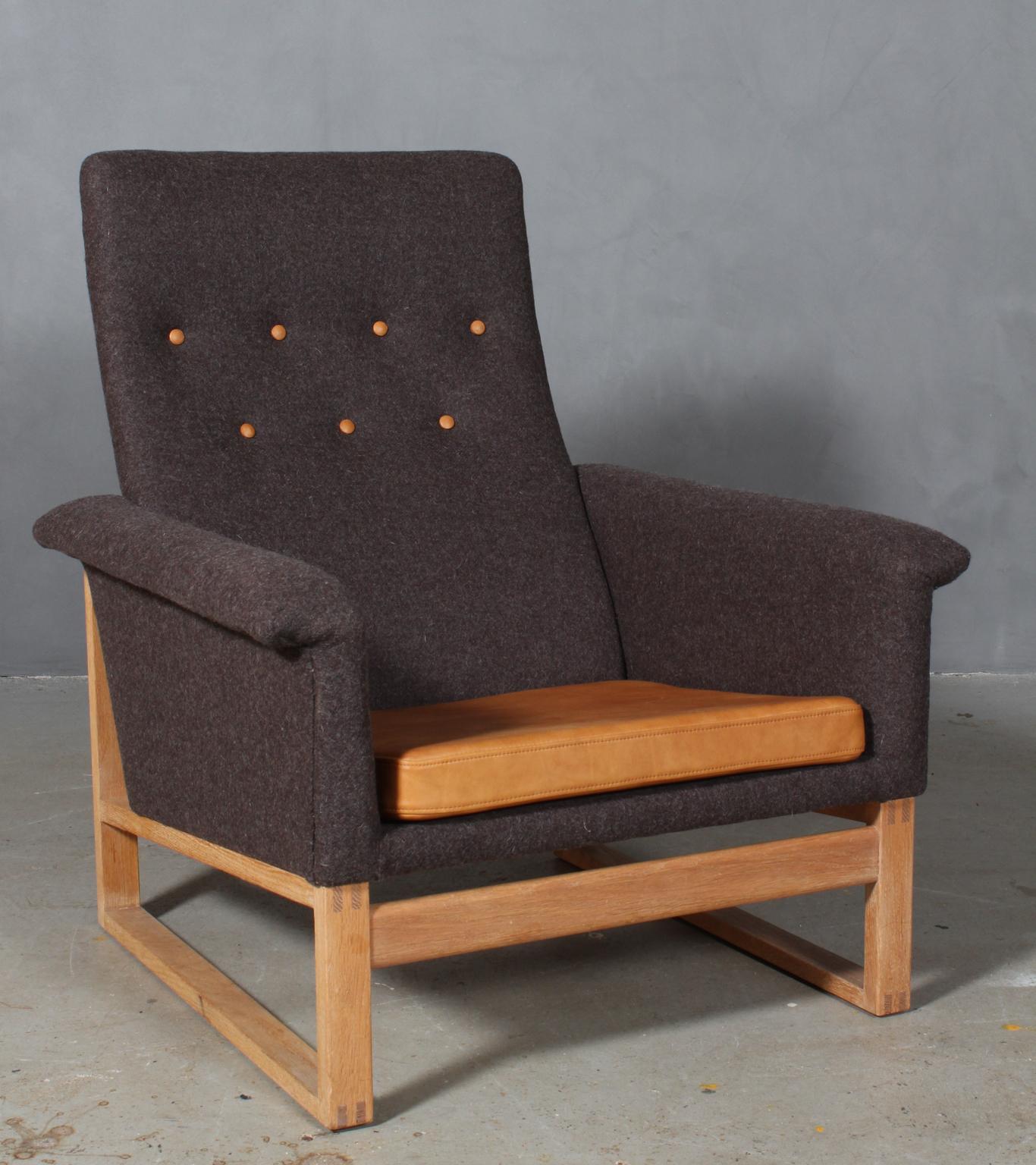 Børge Mogensen Oak Sled Lounge Chair with Ottoman 1