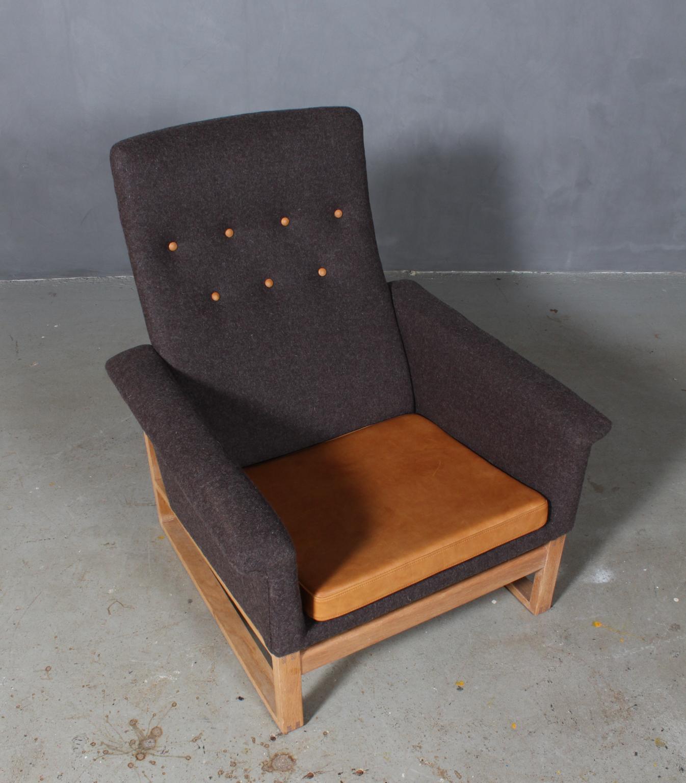 Børge Mogensen Oak Sled Lounge Chair with Ottoman 2