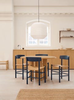 Børge Mogensen Pair of J39 Mogensen Chairs, Natural Paper Cord/Beech Indigo Blue