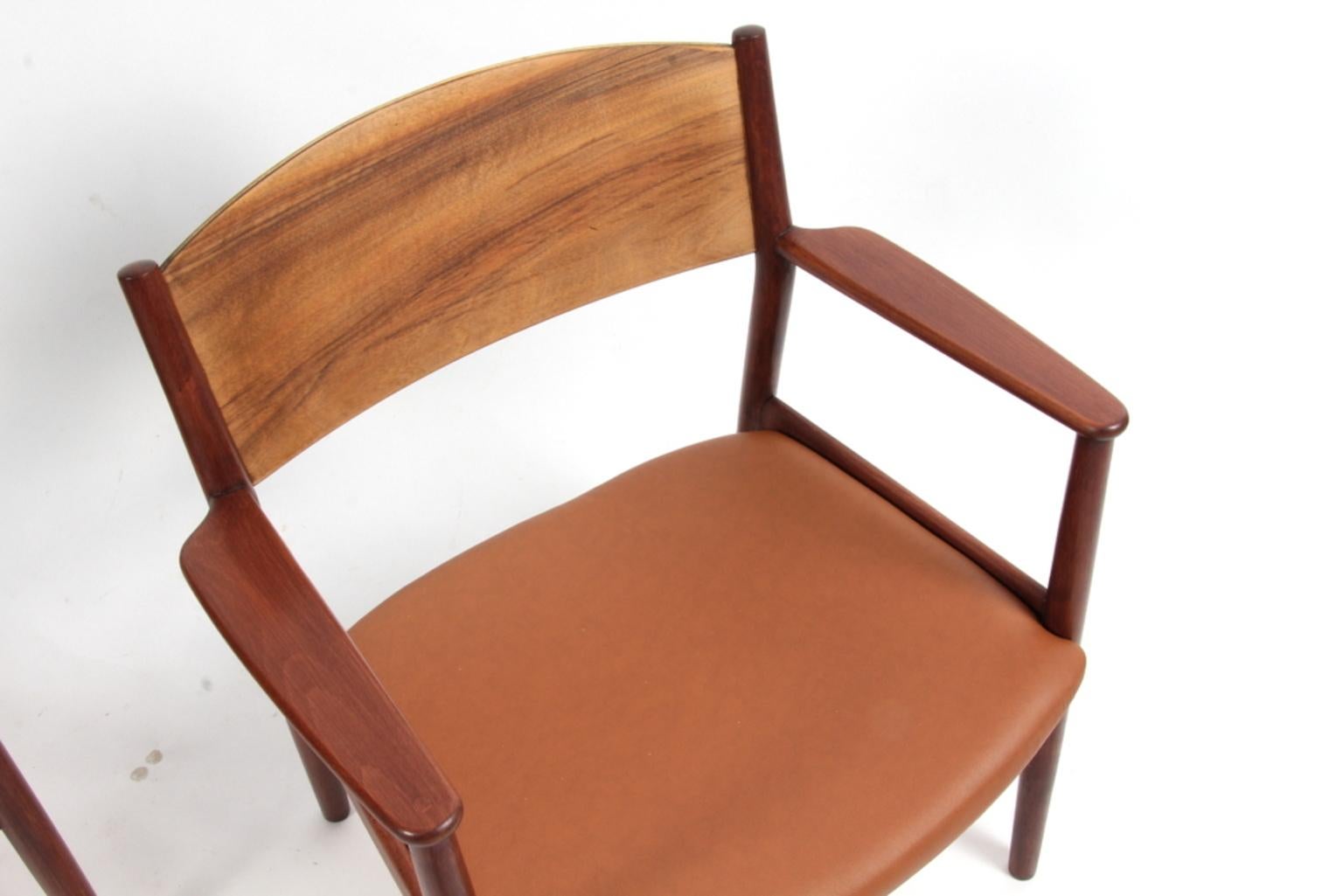 Danish Børge Mogensen Pair of Lounge Chairs, Model 147, Teak and Leather, Søborg Møbler