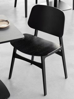 Børge Mogensen Paar Søborg Wood Base Stühle in schwarz lackierter Eiche - Fredericia
