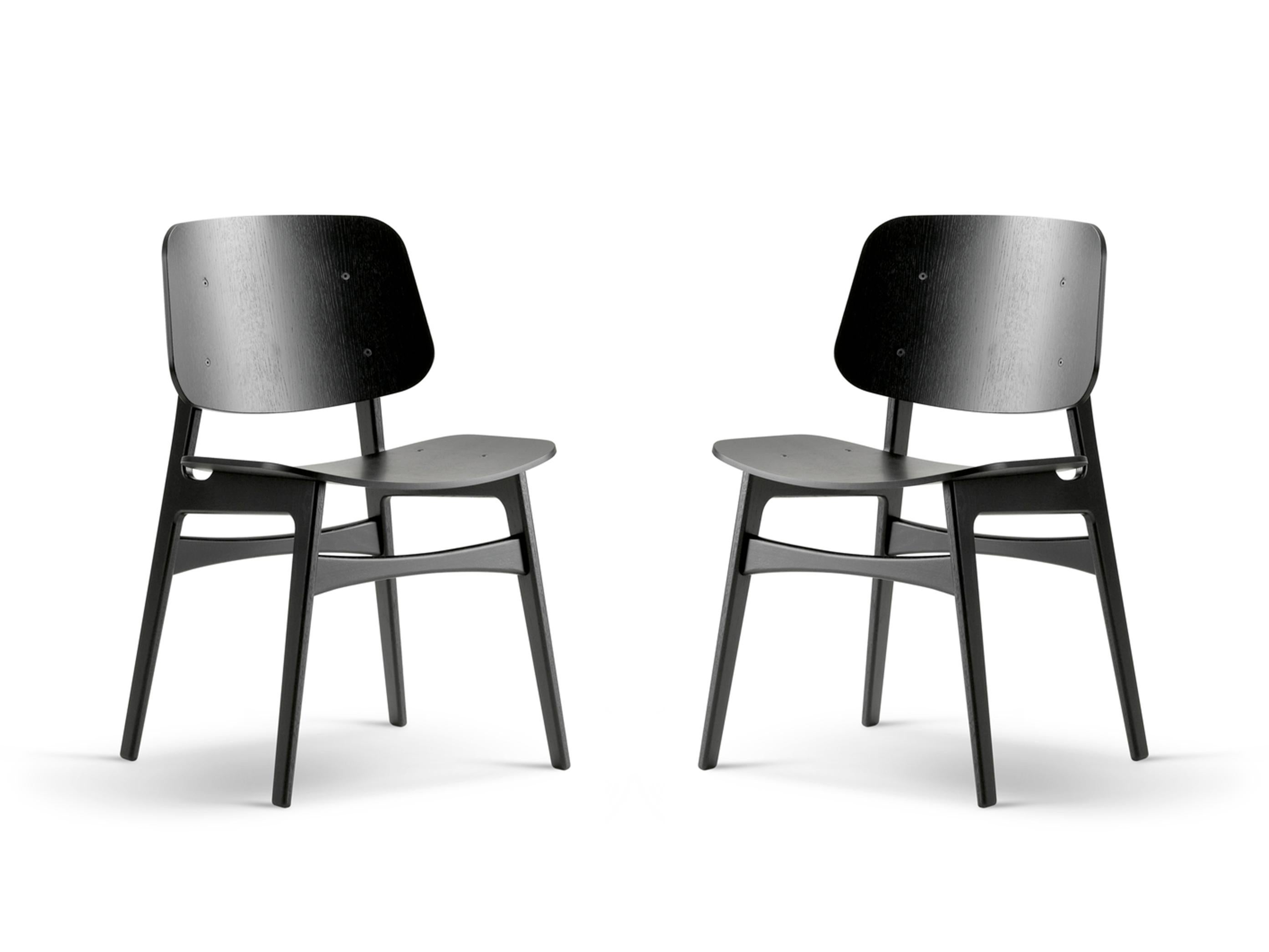 Danese Børge Mogensen Coppia di sedie con base in Wood Wood Søborg in Oak laccato nero - Fredericia in vendita