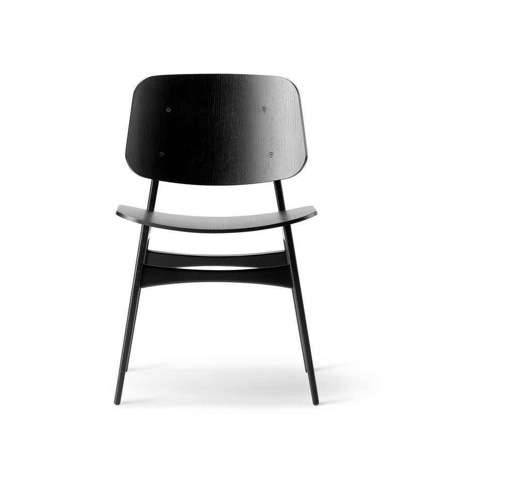 XXI secolo e contemporaneo Børge Mogensen Coppia di sedie con base in Wood Wood Søborg in Oak laccato nero - Fredericia in vendita