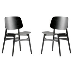 Børge Mogensen Coppia di sedie con base in Wood Wood Søborg in Oak laccato nero - Fredericia