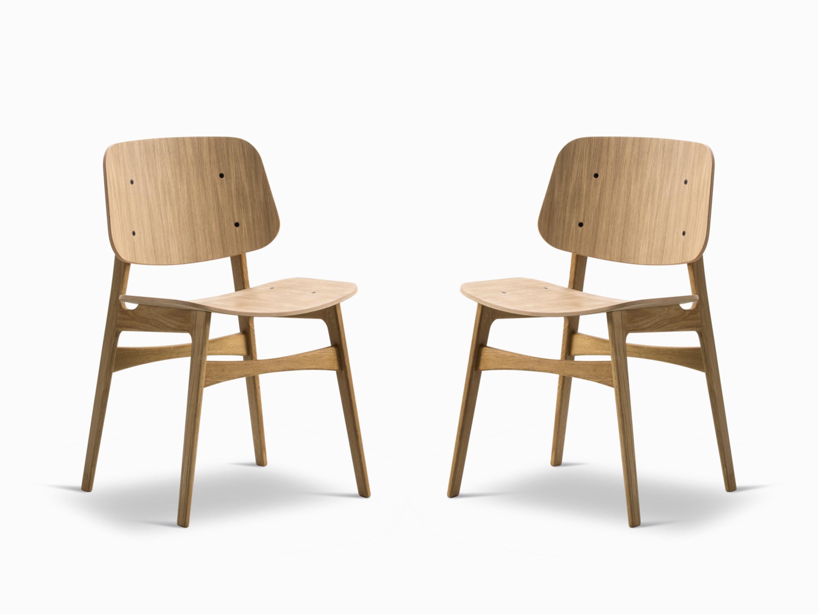 Scandinavo moderno Børge Mogensen Coppia di sedie con base in Wood Søborg in Oak oliato, per Fredericia in vendita