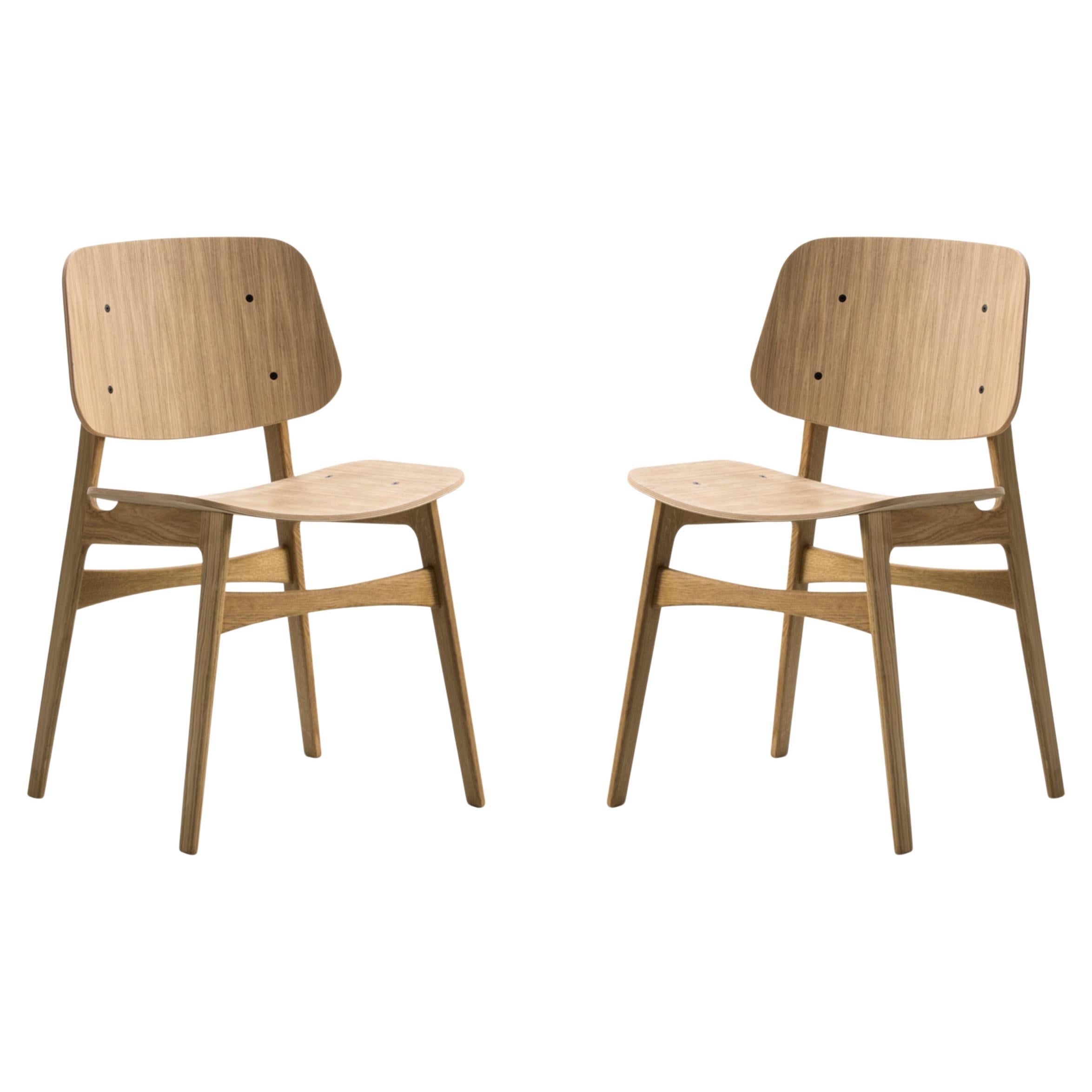 Børge Mogensen Coppia di sedie con base in Wood Søborg in Oak oliato, per Fredericia in vendita