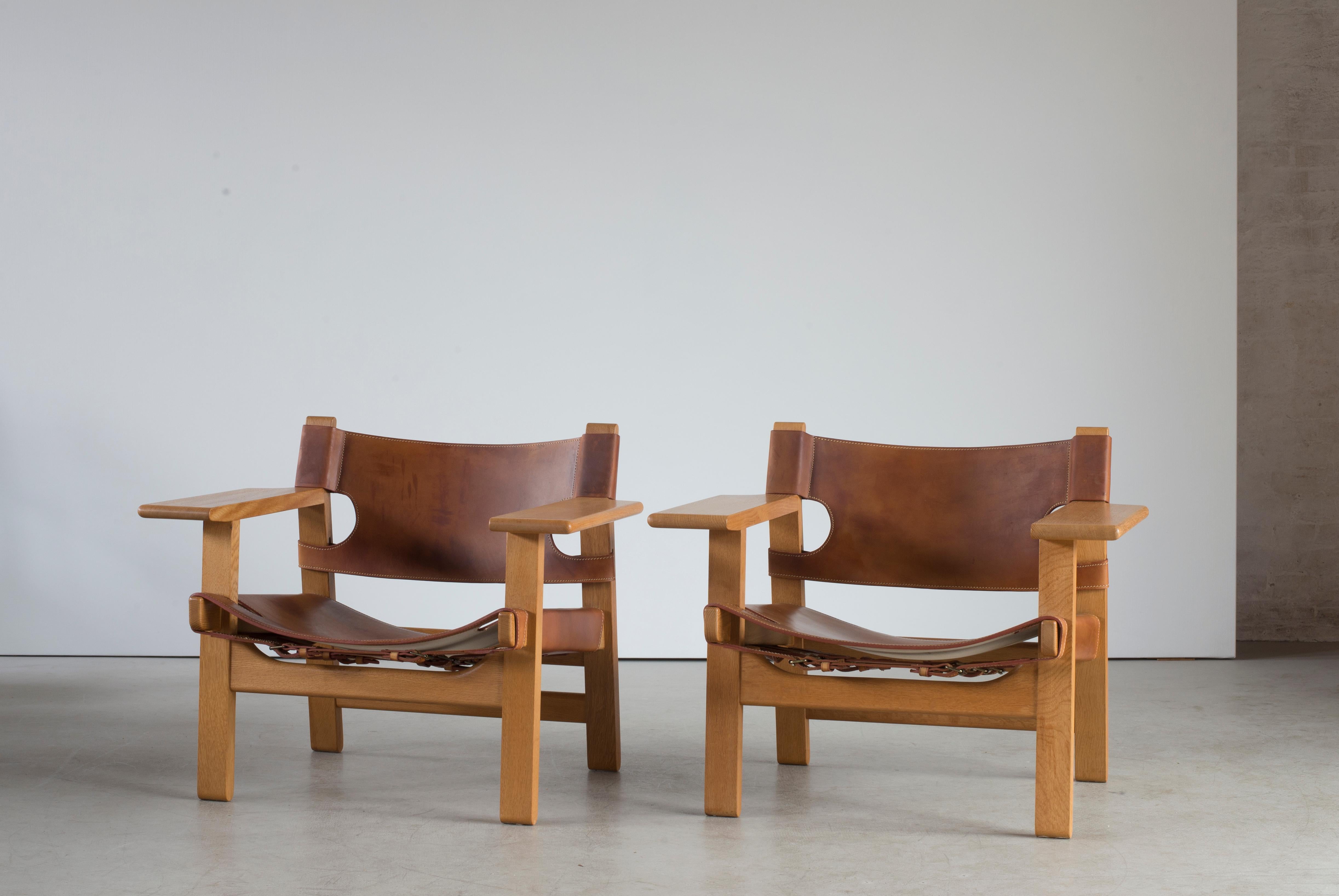 Scandinavian Modern Børge Mogensen Pair of Spanish Chair for Fredericia Furniture