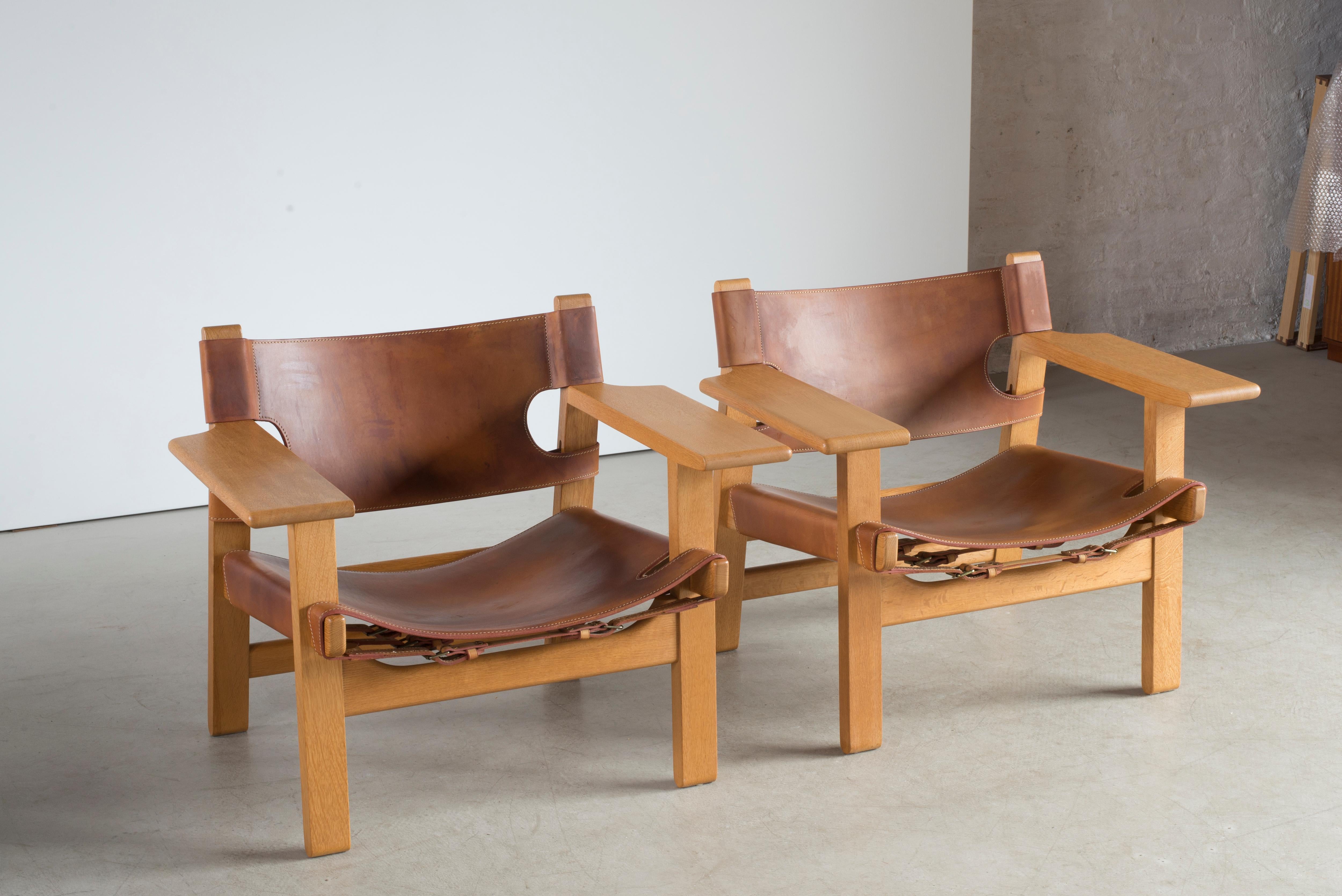 Børge Mogensen Pair of Spanish Chair for Fredericia Furniture In Good Condition In Copenhagen, DK