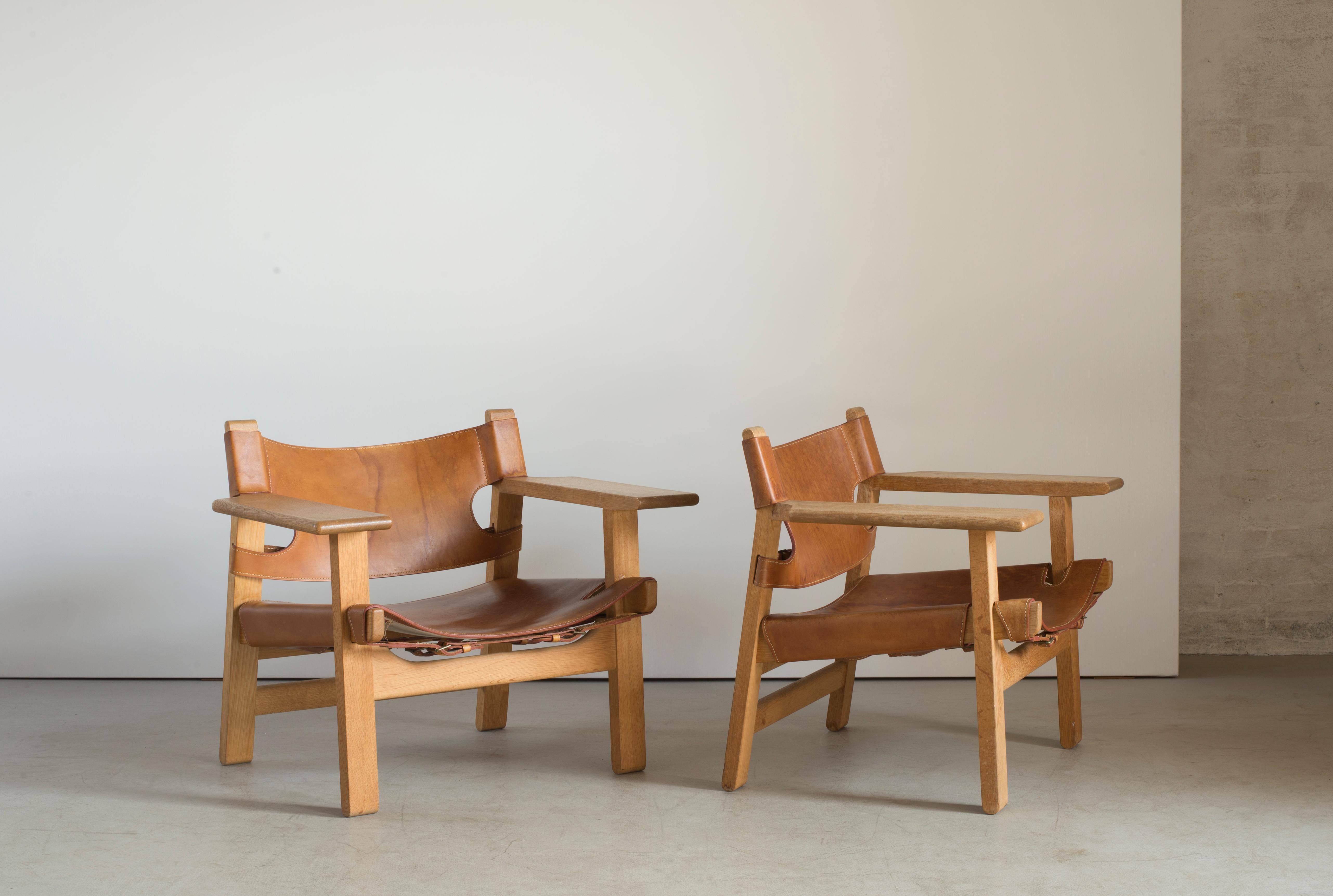 Danish Børge Mogensen Pair of Spanish Chairs for Fredericia Furniture