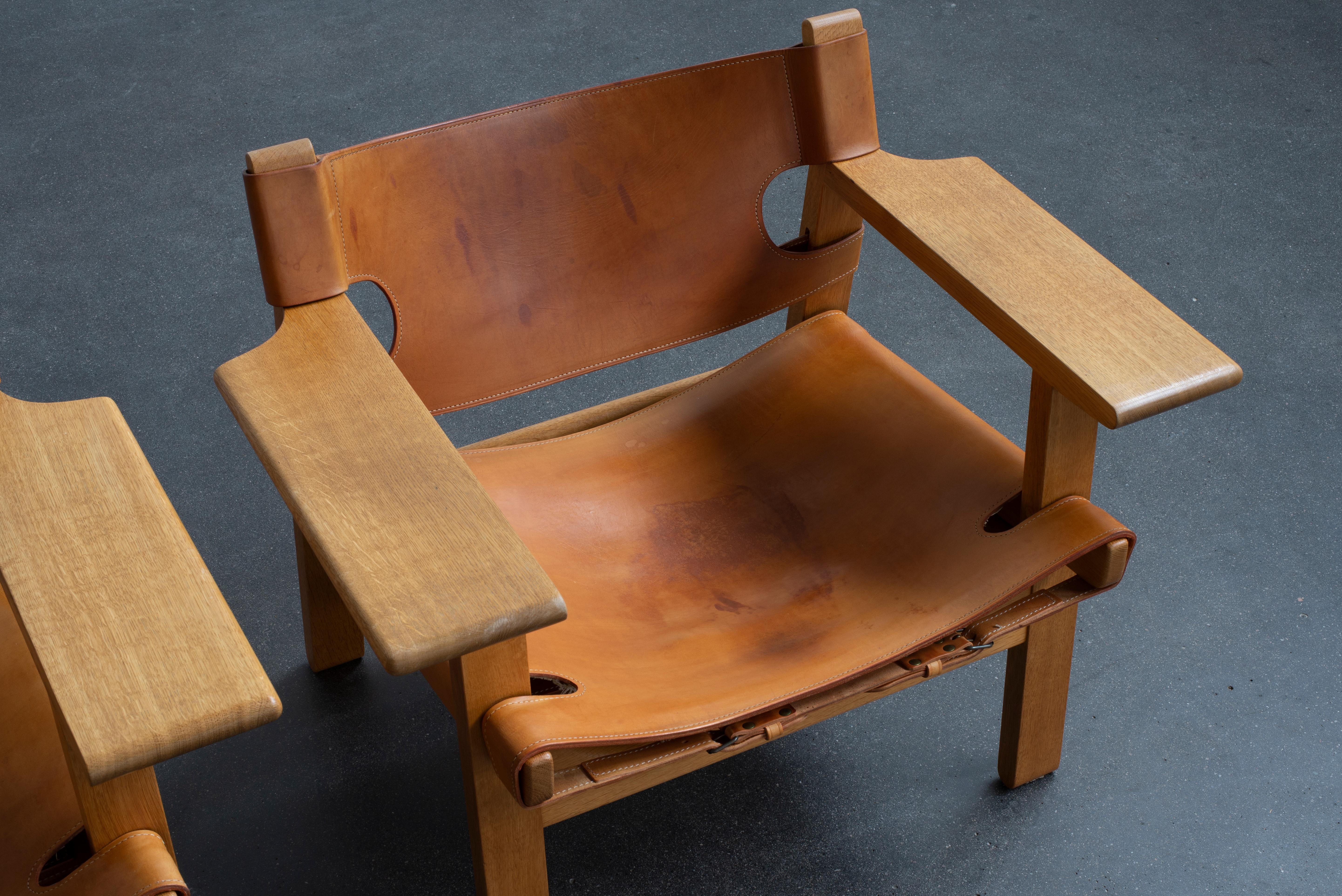 Leather Børge Mogensen Pair of Spanish Chairs for Fredericia Furniture