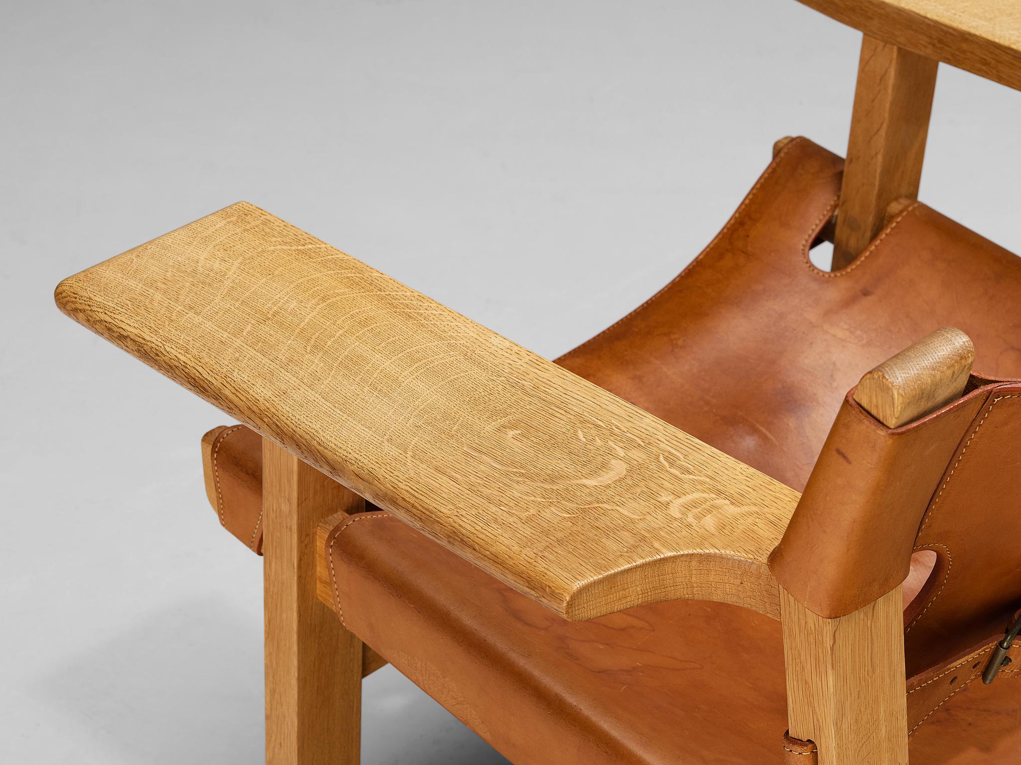 Børge Mogensen Pair of 'Spanish Chairs' in Oak and Cognac Leather 3