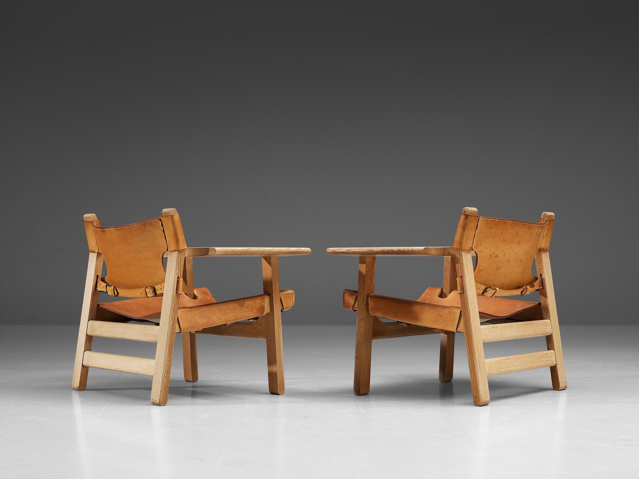 Børge Mogensen Pair of 'Spanish' Chairs in Oak and Cognac Leather 4