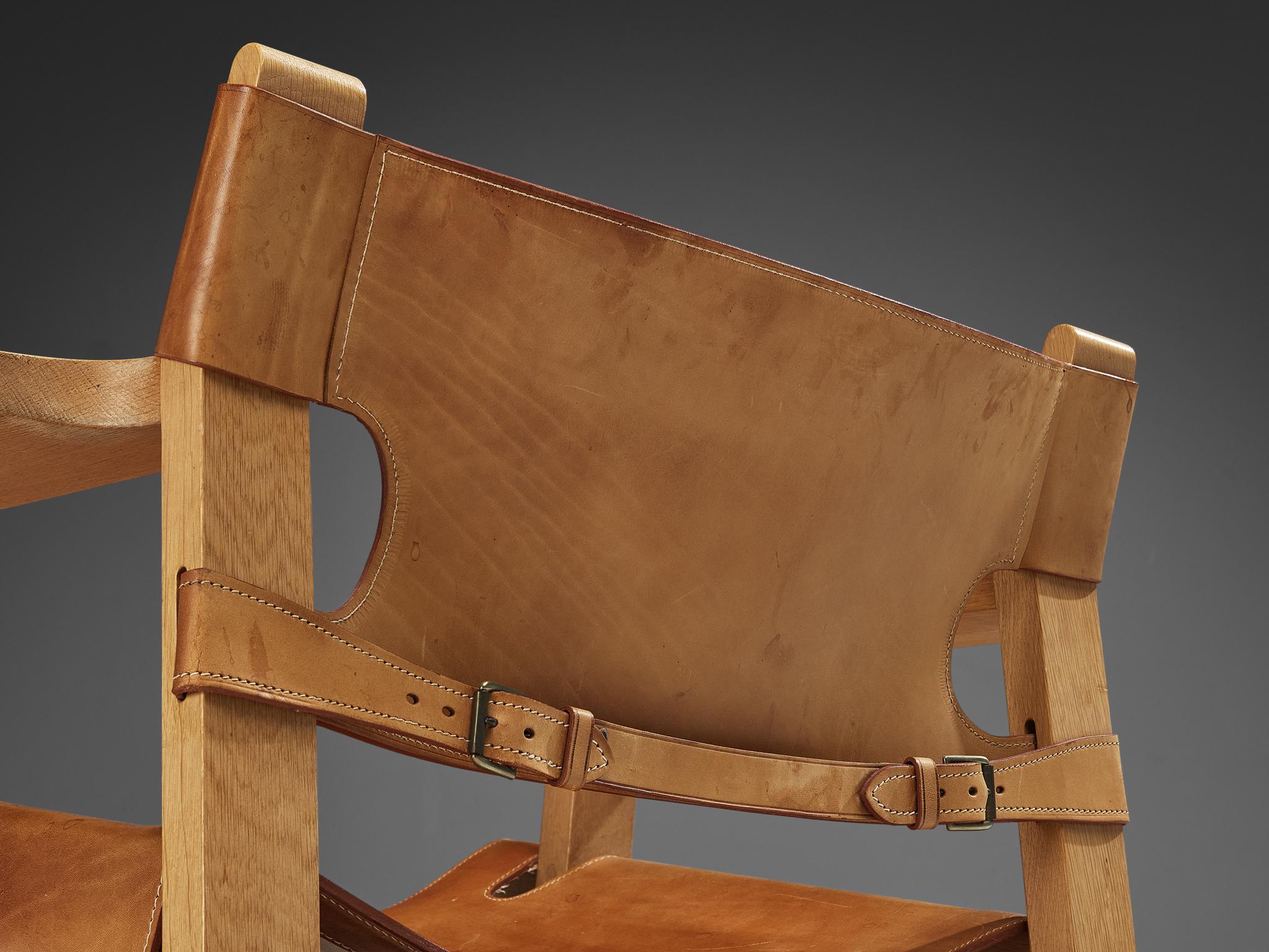 Børge Mogensen Pair of 'Spanish Chairs' in Oak and Cognac Leather 5